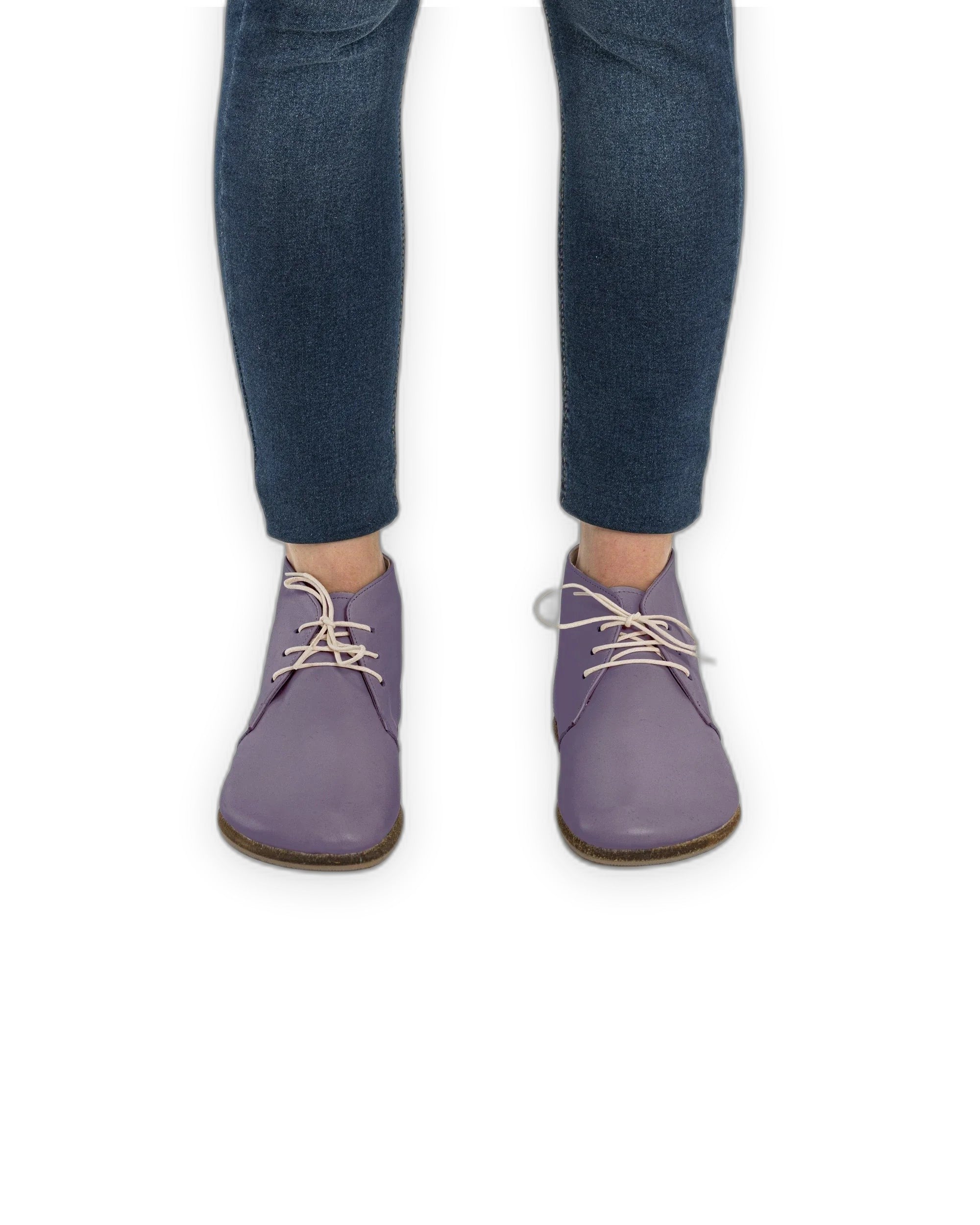 Pair Purple Ankle Boots - Barefoot Wide Toe Calf Leather | Bespoky