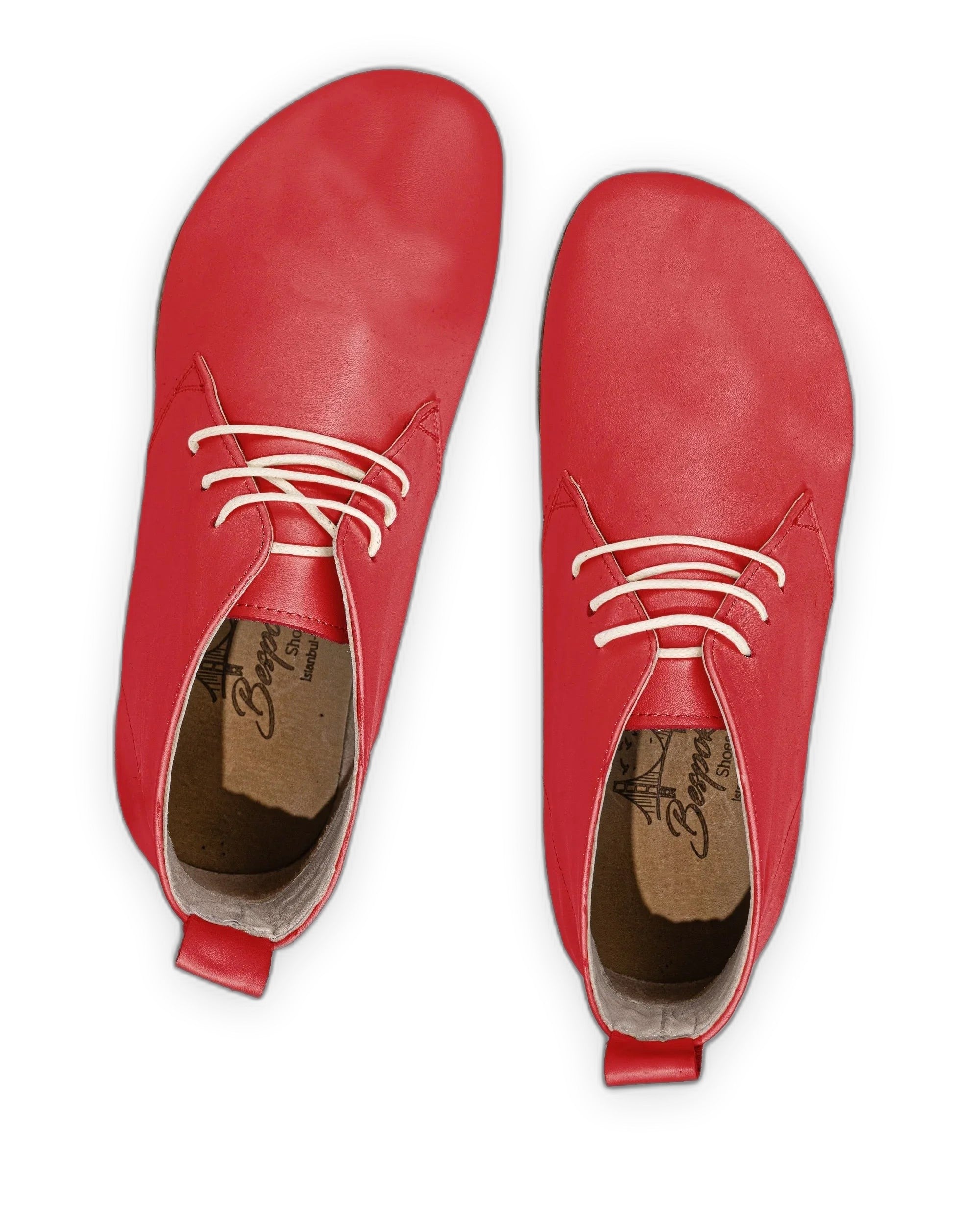 Side view Red Ankle Boots - Calf Leather Zero Drop | Bespoky