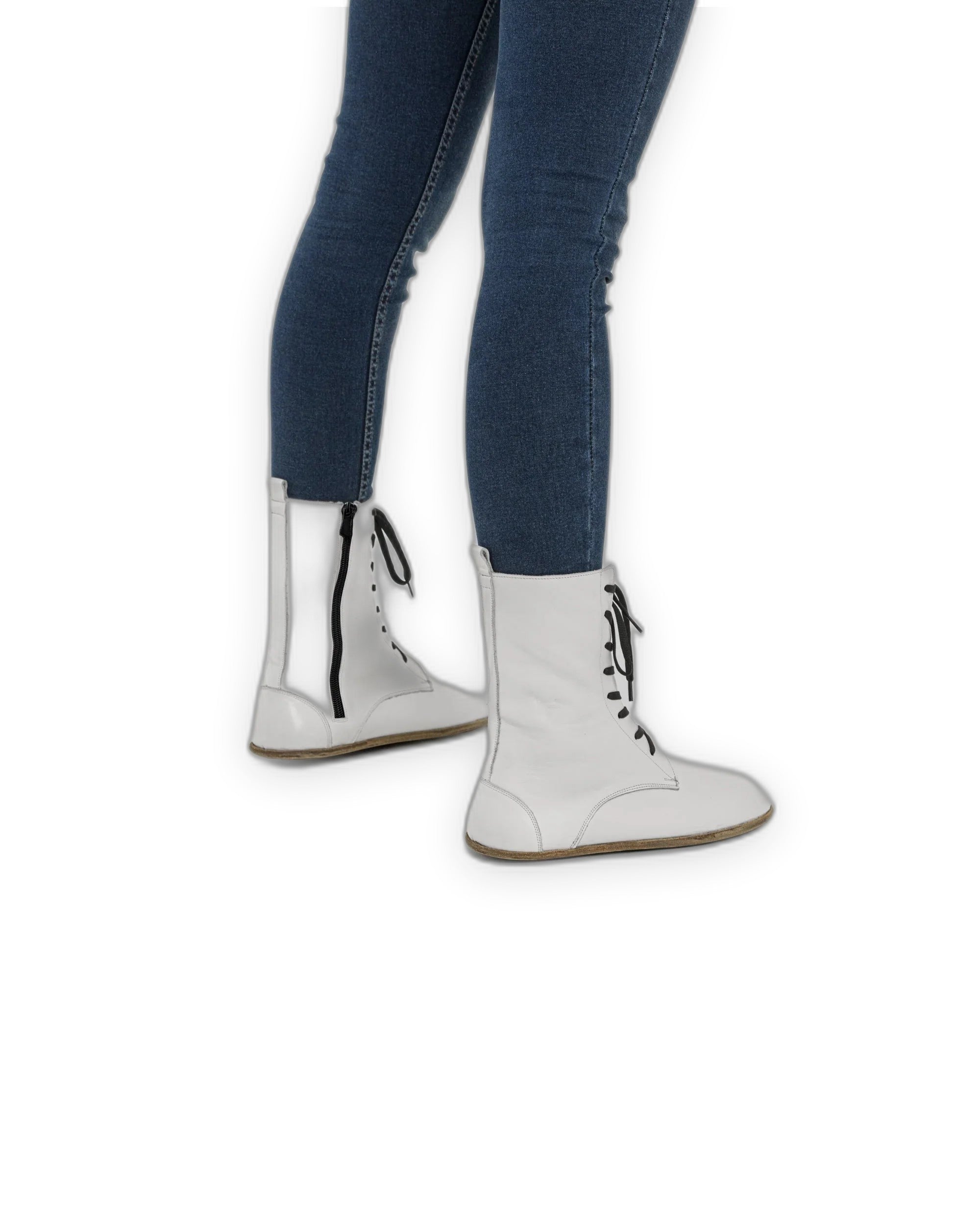 Pair White Barefoot Boot - Barefoot Wide Toe Calf Leather | Bespoky