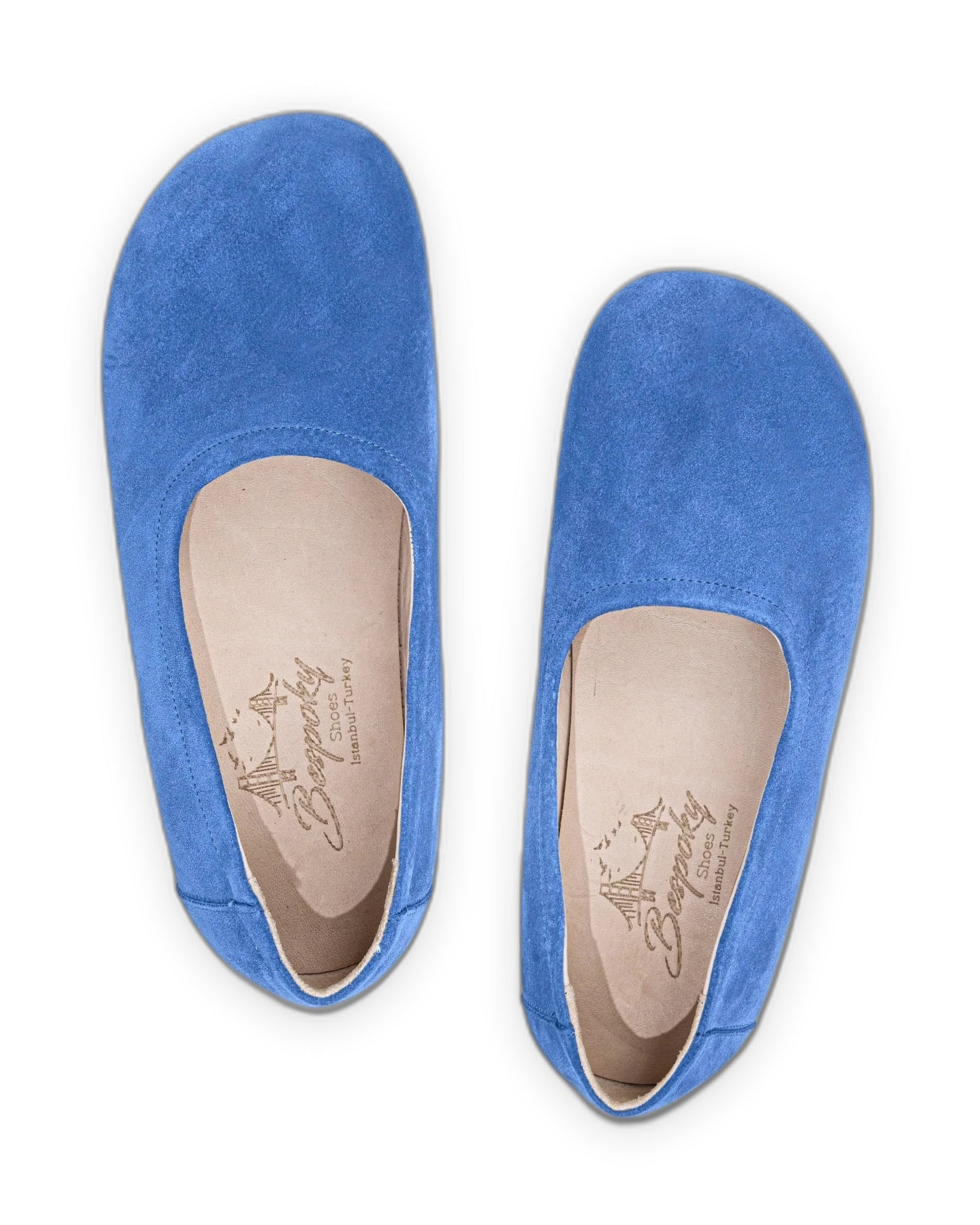Side view Blue Ballet Flats - Calf Leather Zero Drop | Bespoky