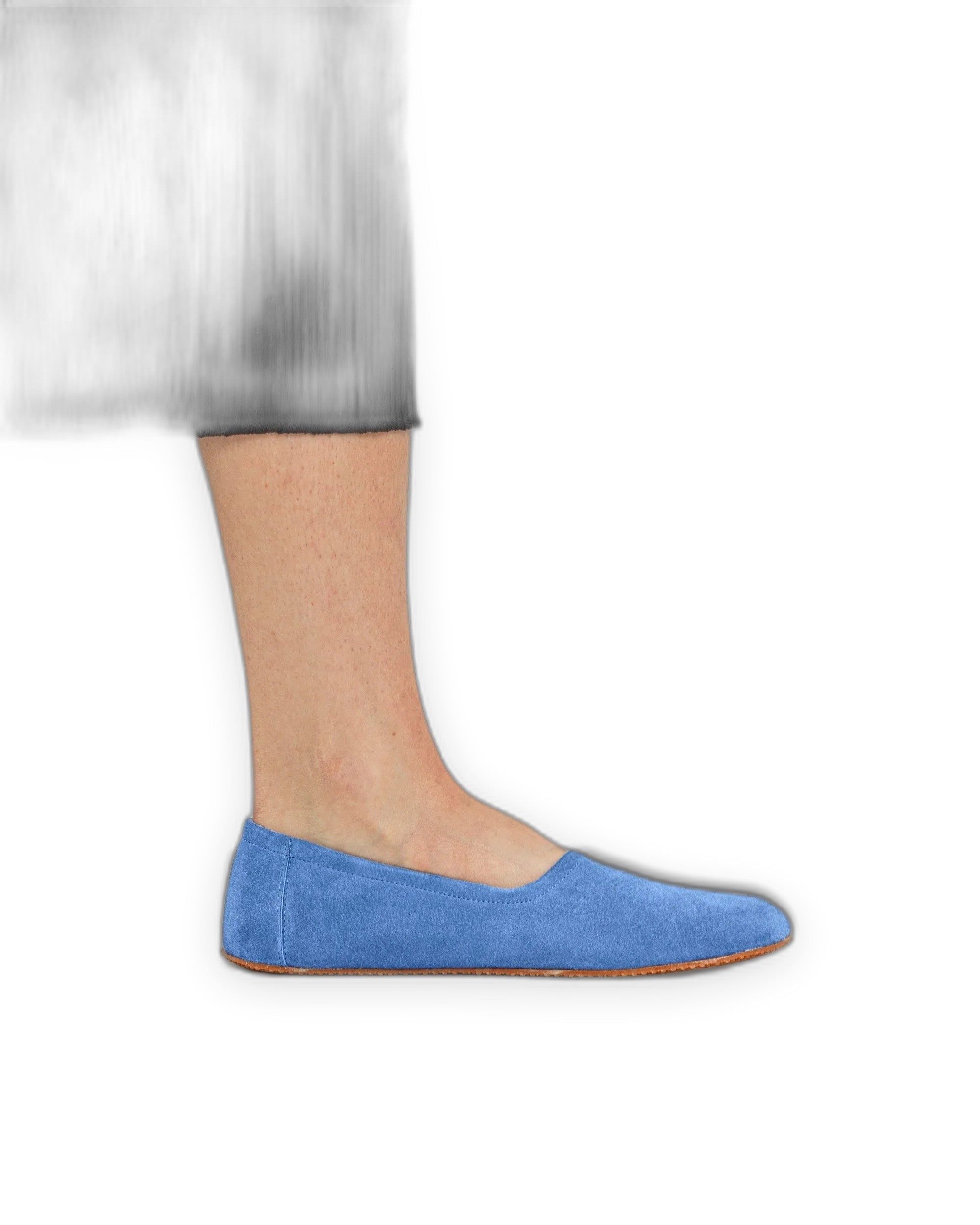 Pair Blue Ballet Flats - Barefoot Wide Toe Calf Leather | Bespoky