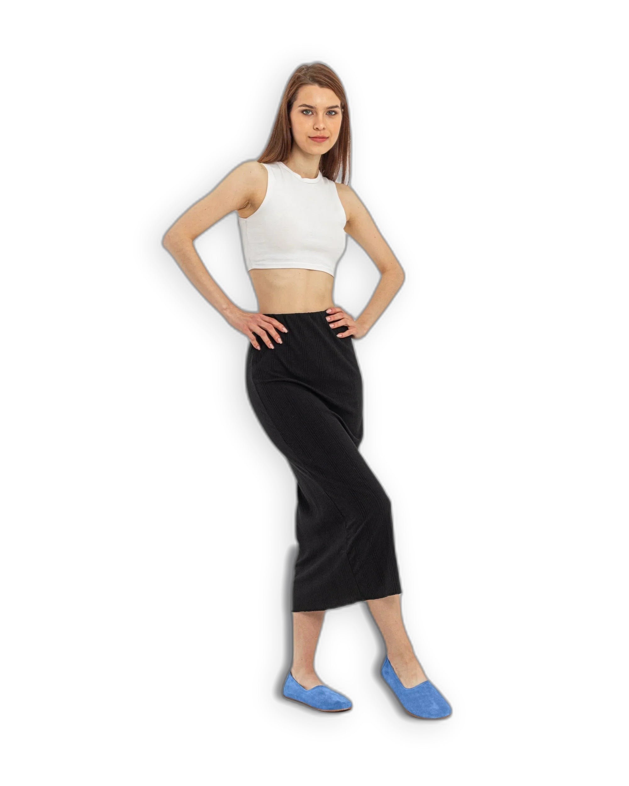 Back view Blue Ballet Flats - Calf Leather Handcrafted | Bespoky