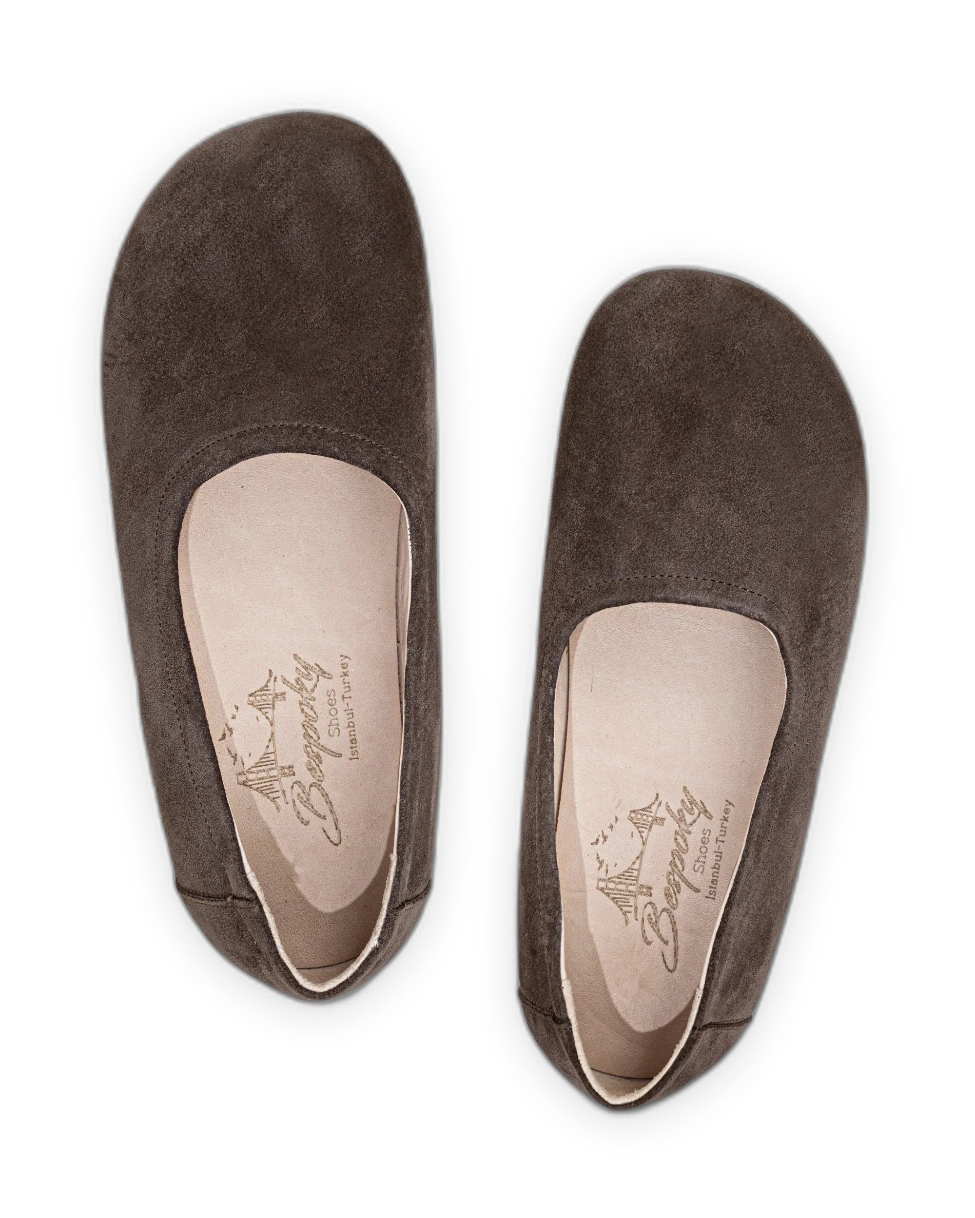 Side view Brown Ballet Flats - Calf Leather Zero Drop | Bespoky