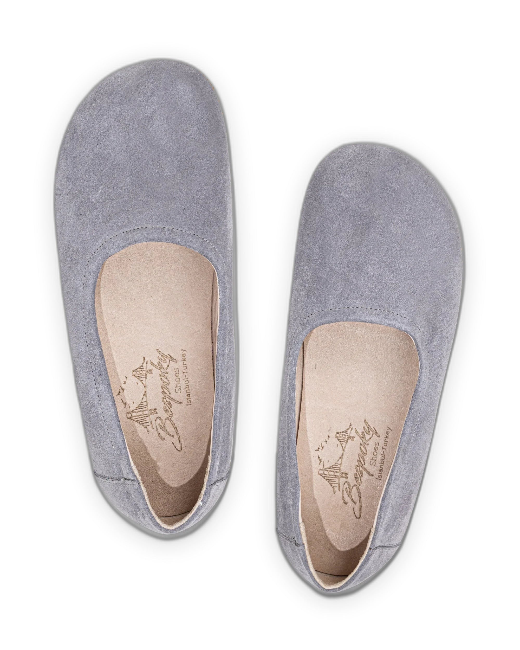 Side view Grey Ballet Flats - Calf Leather Zero Drop | Bespoky