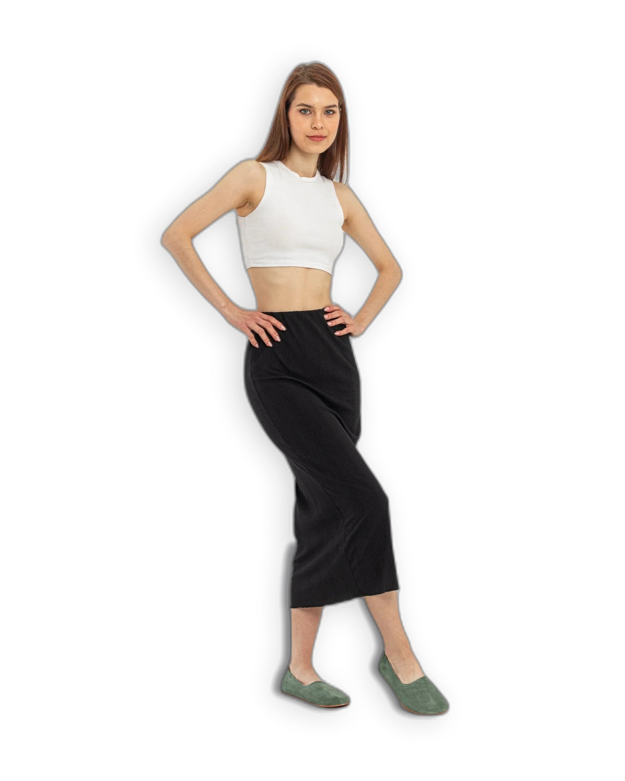 Pair Green Ballet Flats - Barefoot Wide Toe Calf Leather | Bespoky