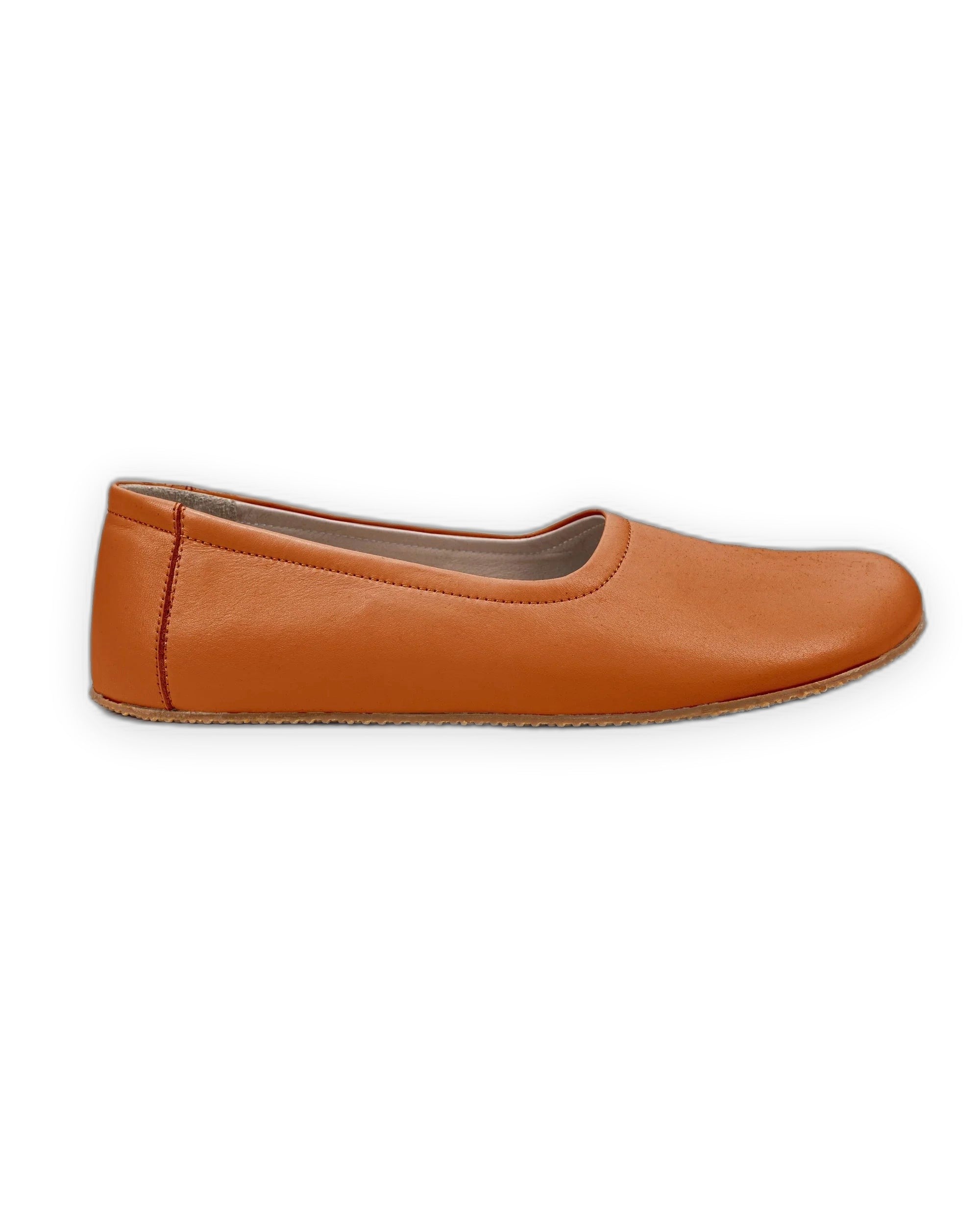 Close-up calf leather - Orange Ballet Flats Detail | Bespoky