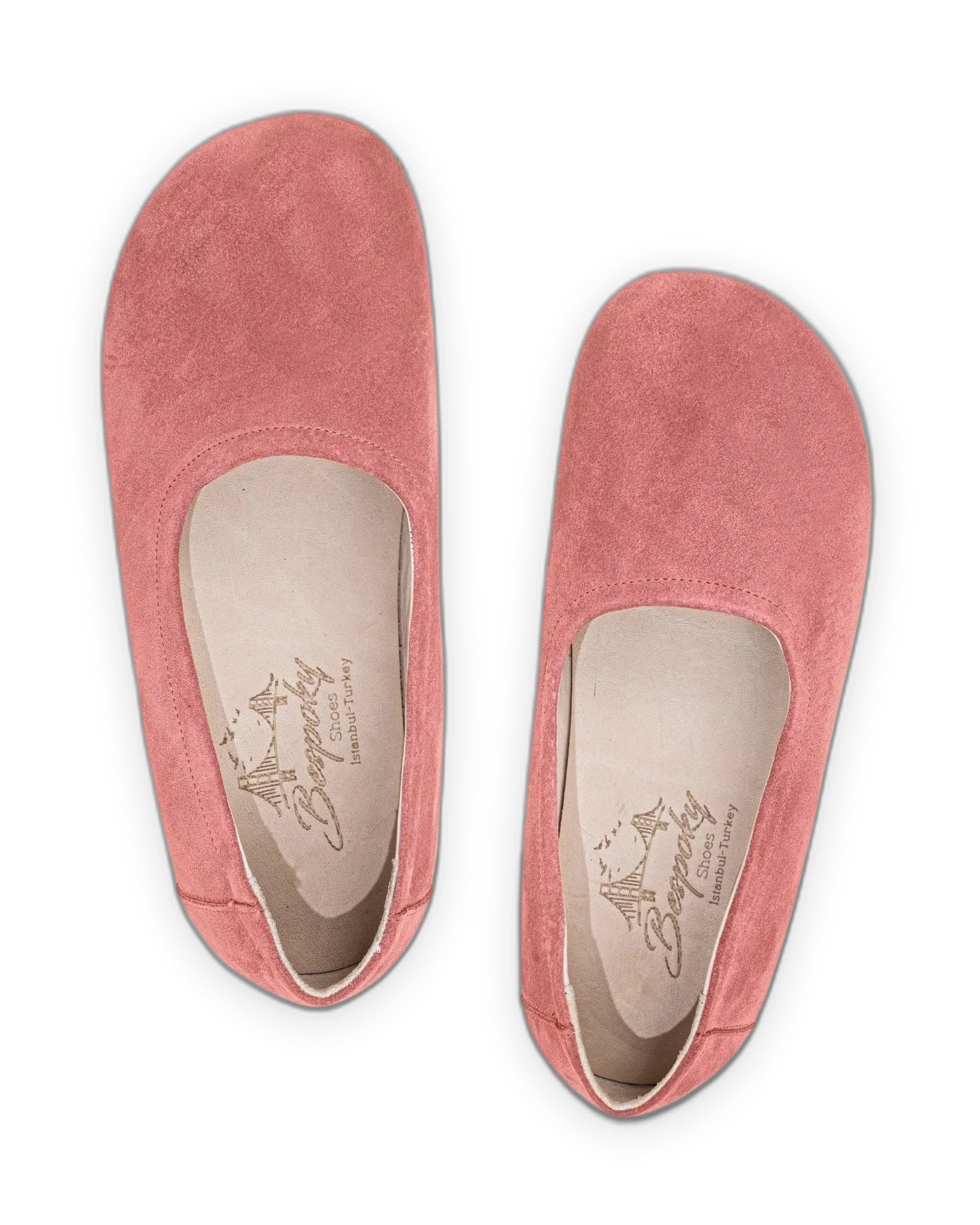 Side view Pink Ballet Flats - Calf Leather Zero Drop | Bespoky