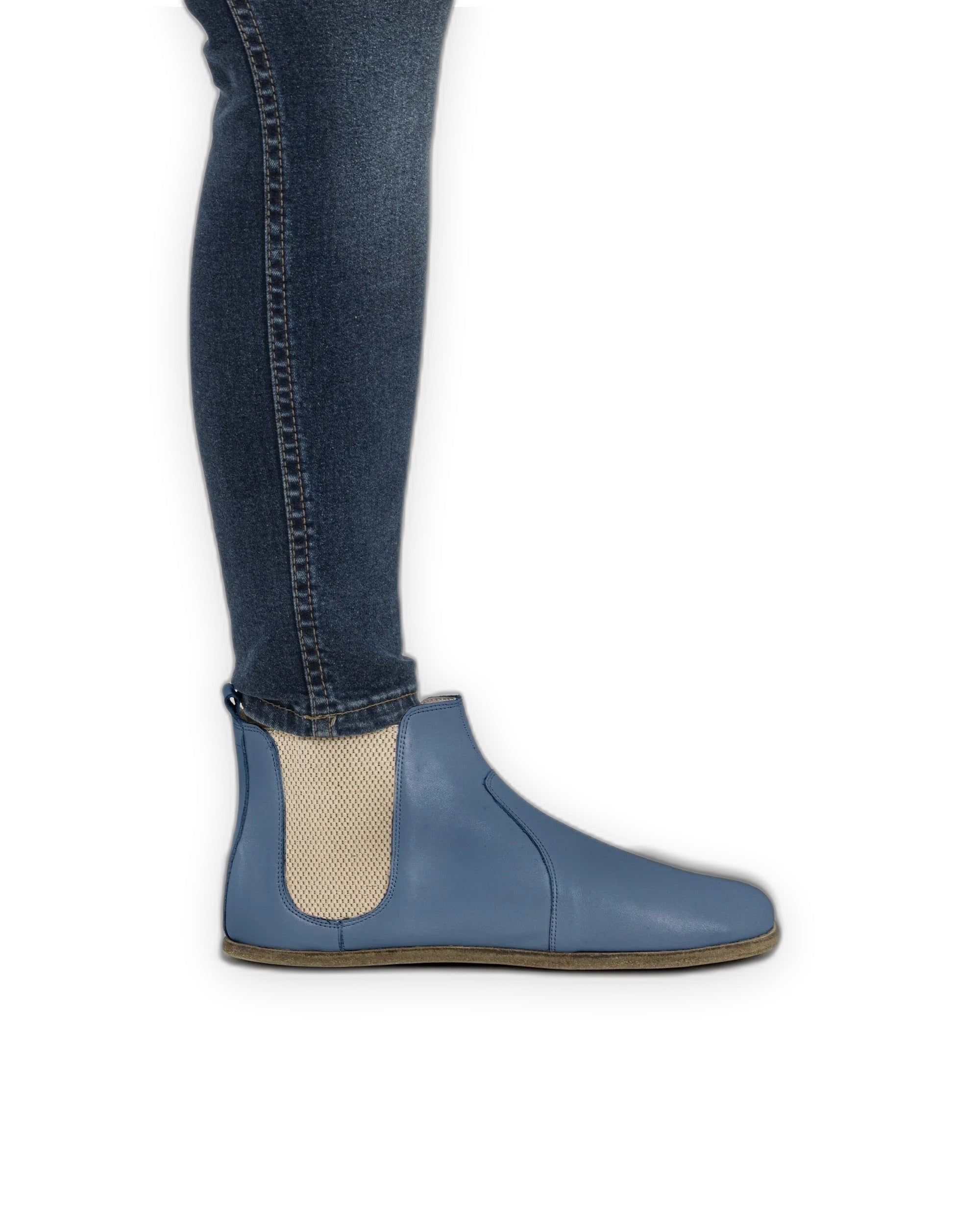 Pair Jean Blue Chelsea Boots - Barefoot Wide Toe Calf Leather | Bespoky