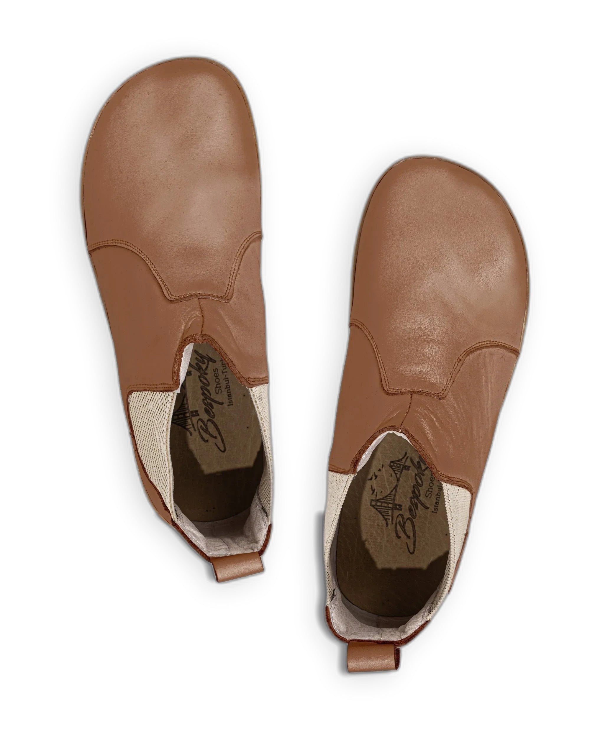 Men's Tan Chelsea Boots - Handcrafted Calf Leather Wide Toe Box | Bespoky