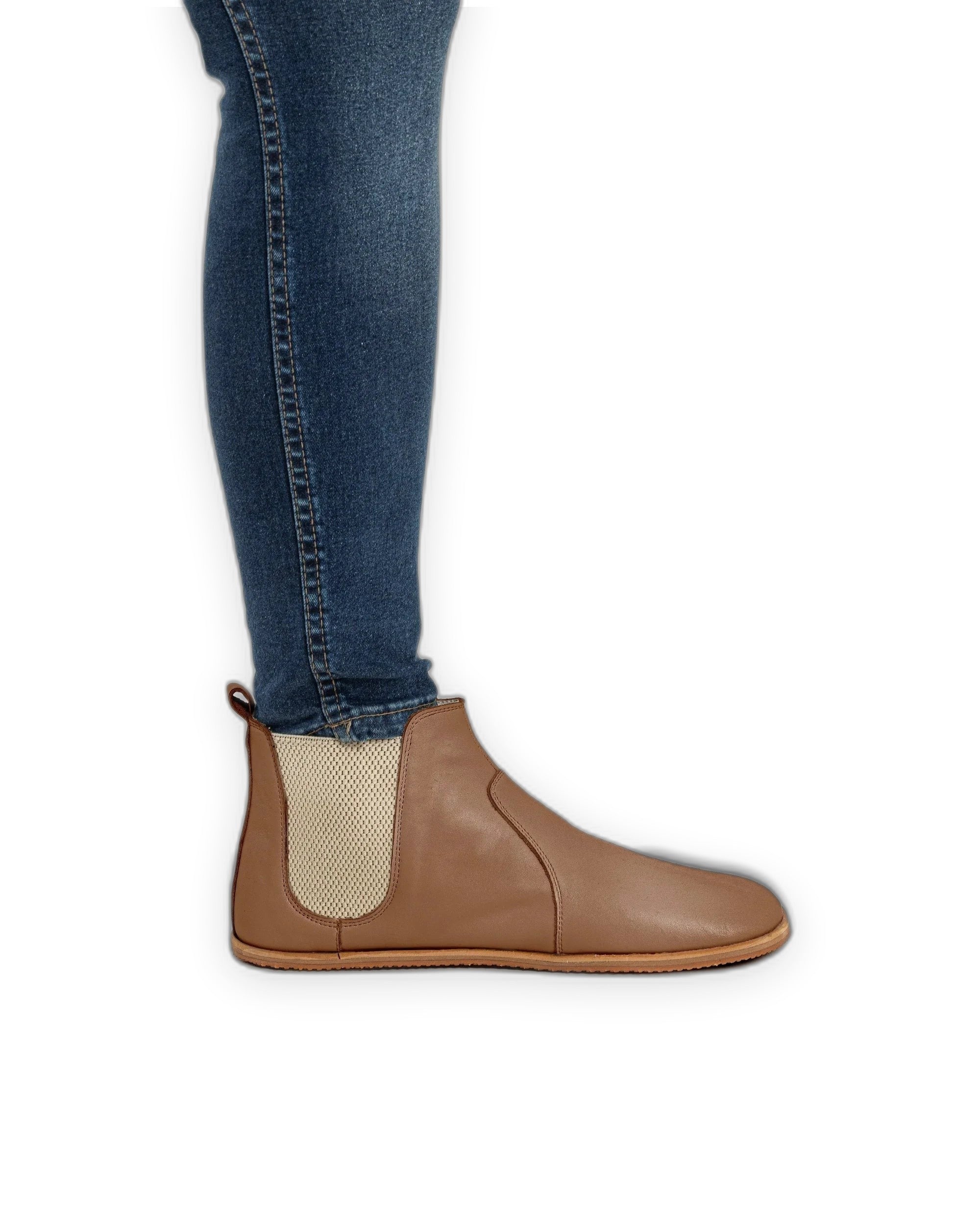 Pair Tan Chelsea Boots - Barefoot Wide Toe Calf Leather | Bespoky