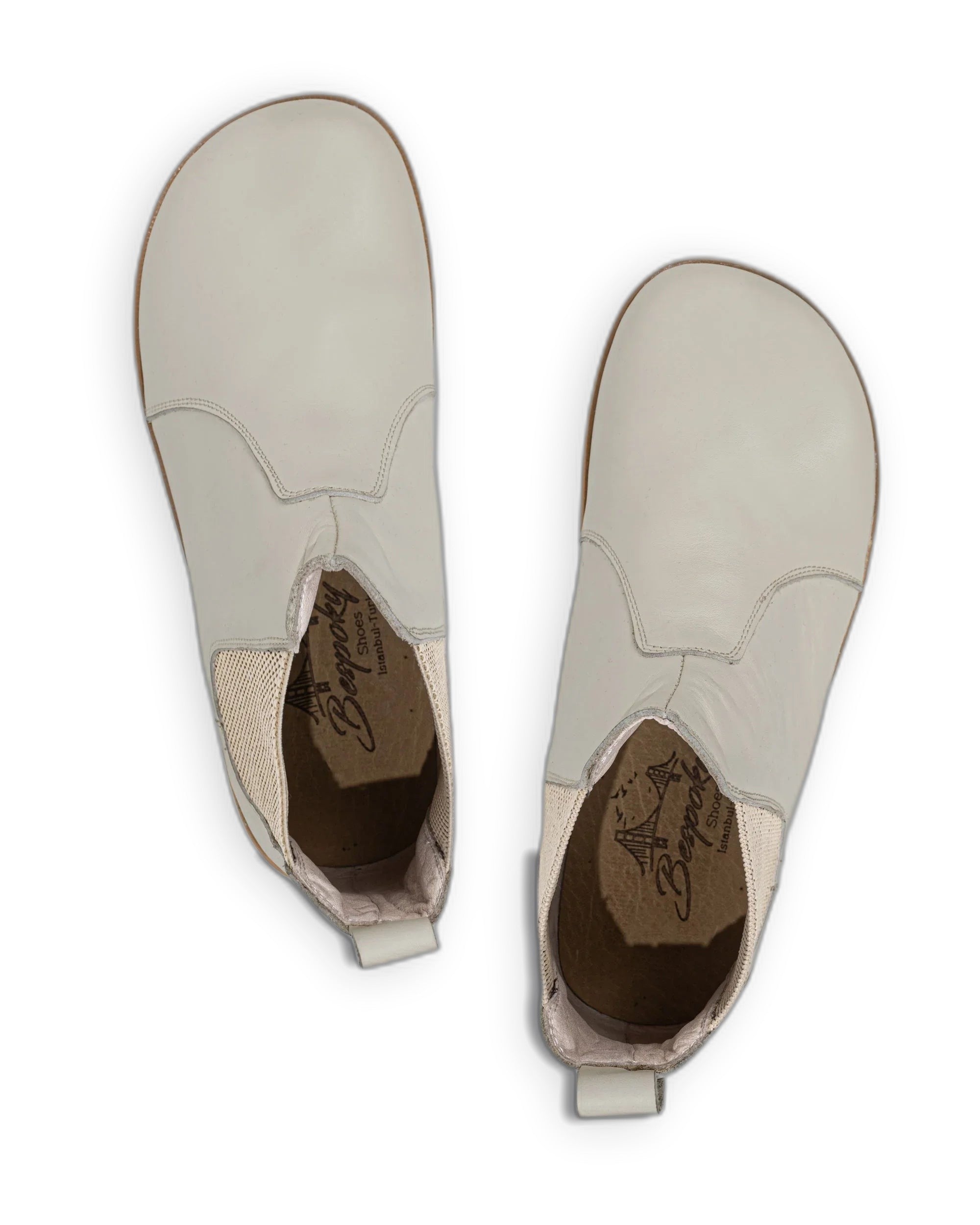 Side view Lucas Beige Chelsea Boots - Calf Leather Zero Drop | Bespoky