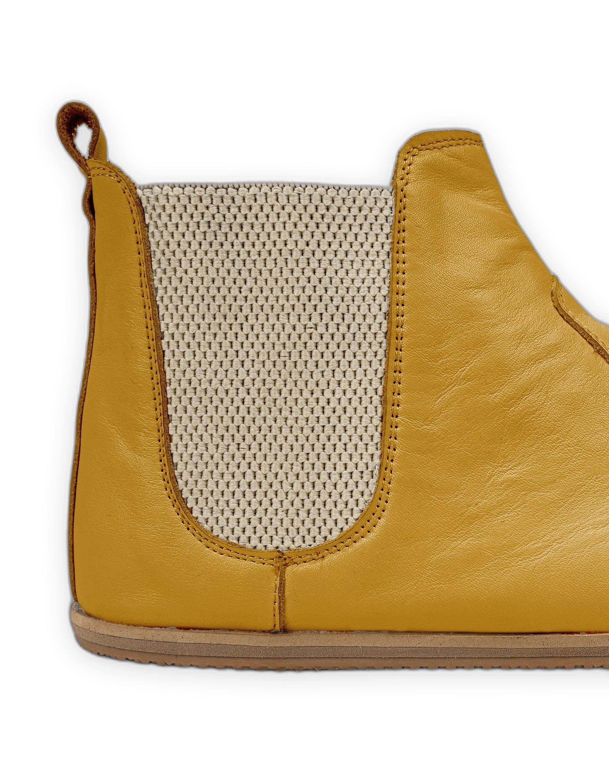 Detail Mustard Chelsea Boots - Handcrafted Calf Leather Turkey | Bespoky