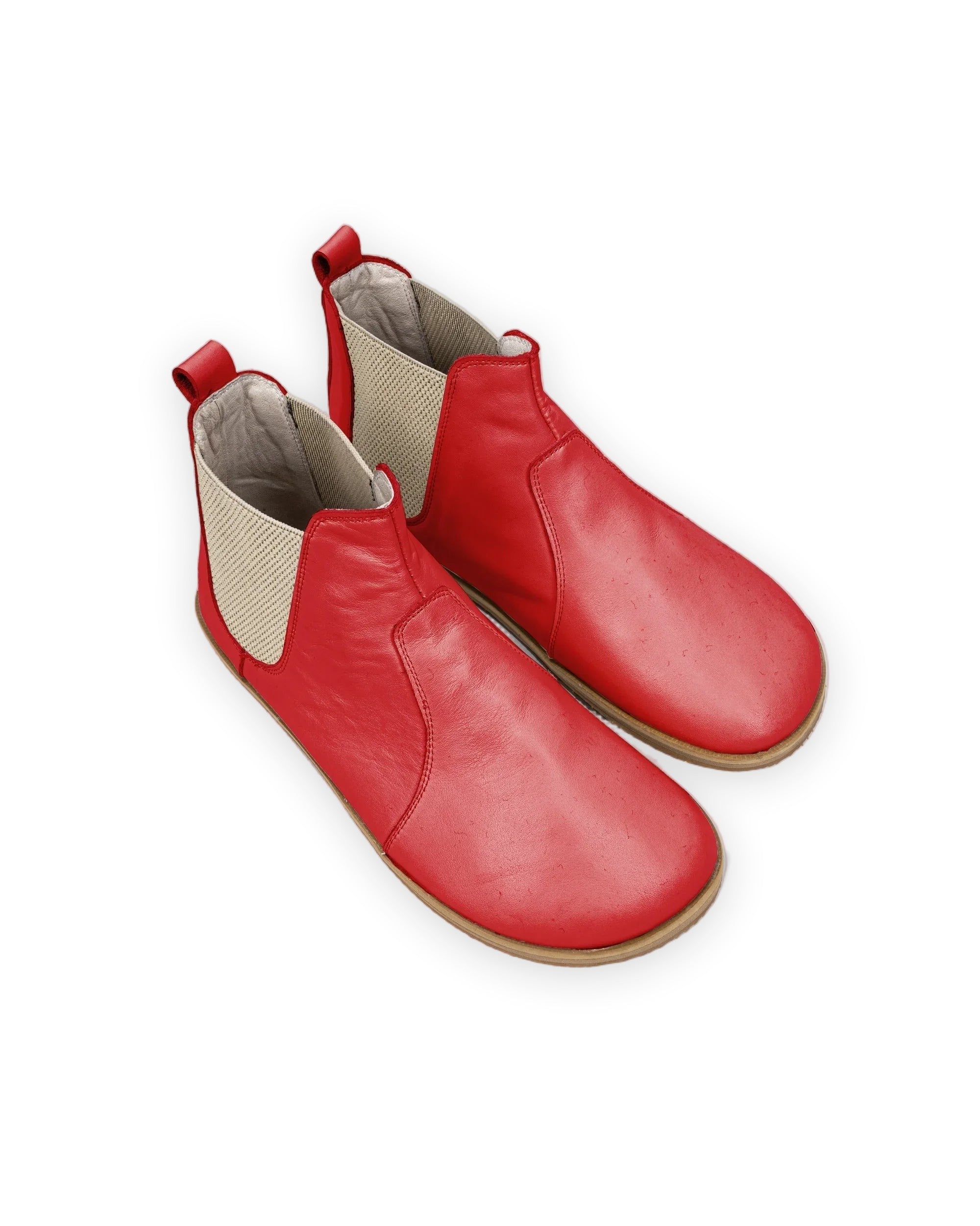 Men's Red Chelsea Boots - Handcrafted Calf Leather Wide Toe Box | Bespoky