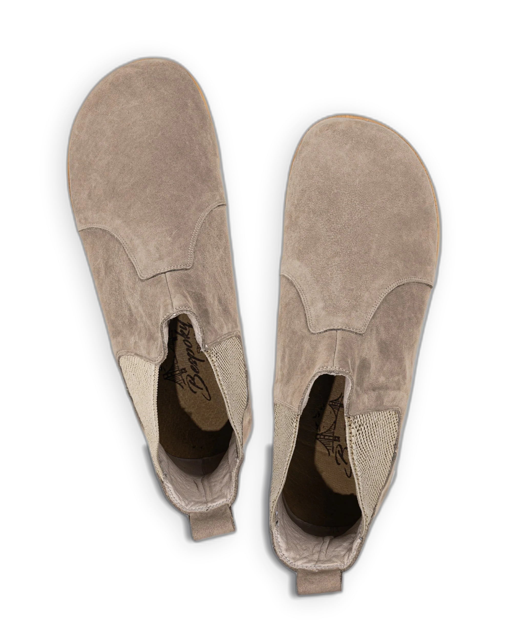 Side view Beige Chelsea Boots - Calf Leather Zero Drop | Bespoky