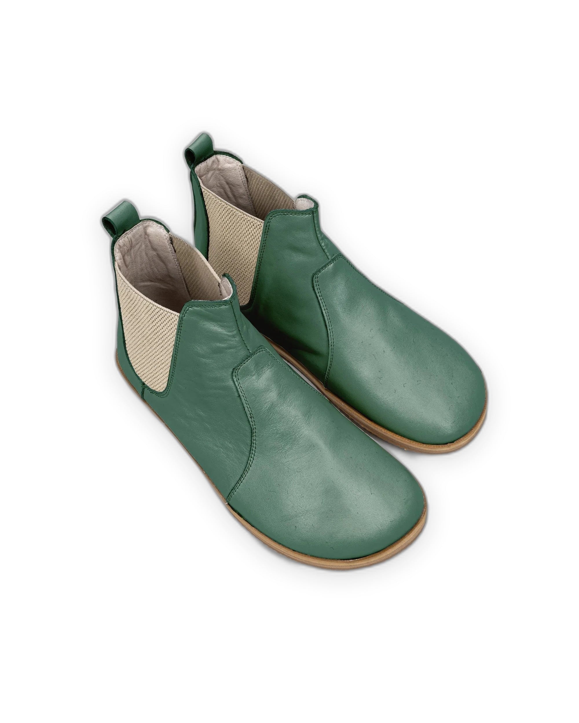 Women's Green Chelsea Boots - Handcrafted Calf Leather Wide Toe Box | Bespoky