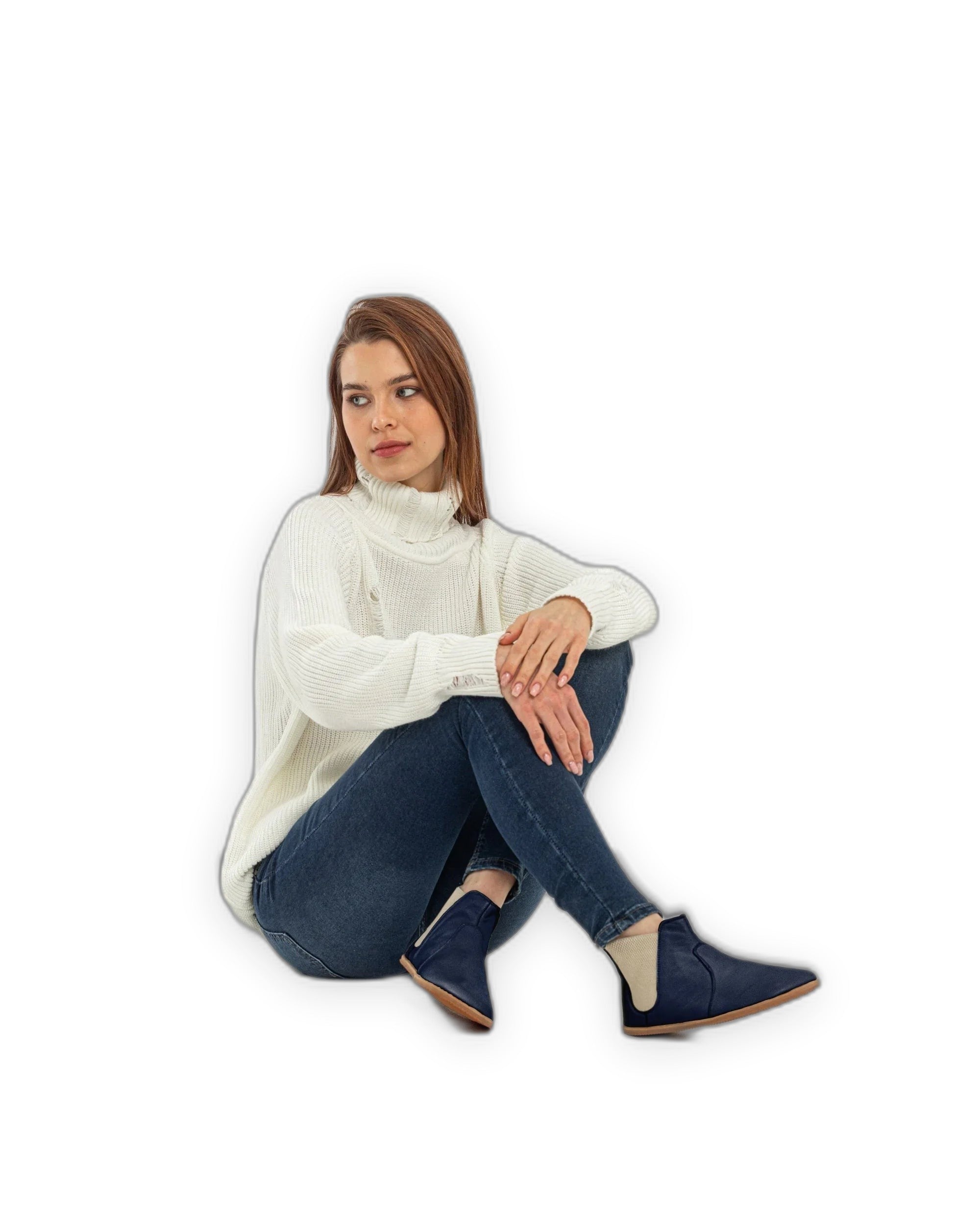 Back view Navy Blue Chelsea Boots - Calf Leather Handcrafted | Bespoky