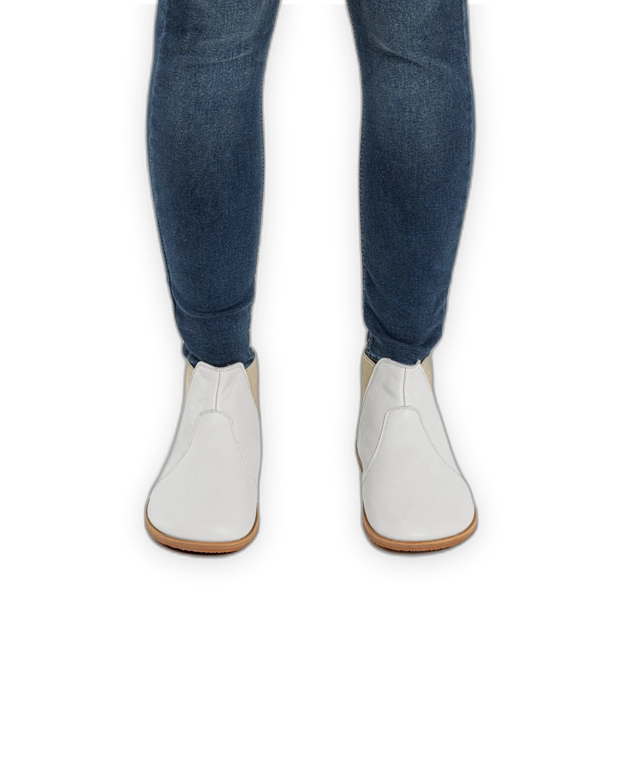 Side view White Chelsea Boots - Calf Leather Zero Drop | Bespoky