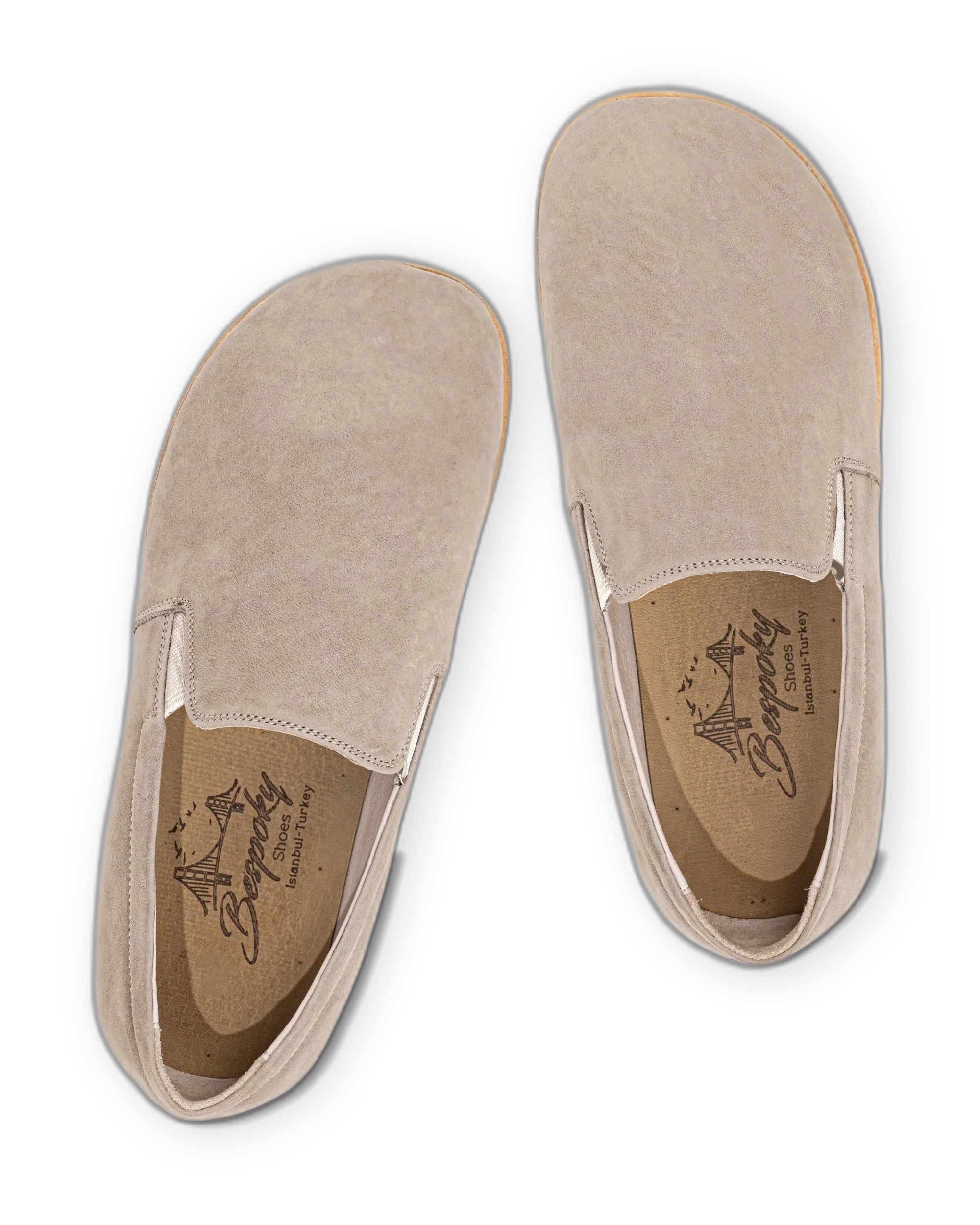 Side view Beige Nubuck Barefoot Shoes - Calf Leather Zero Drop | Bespoky