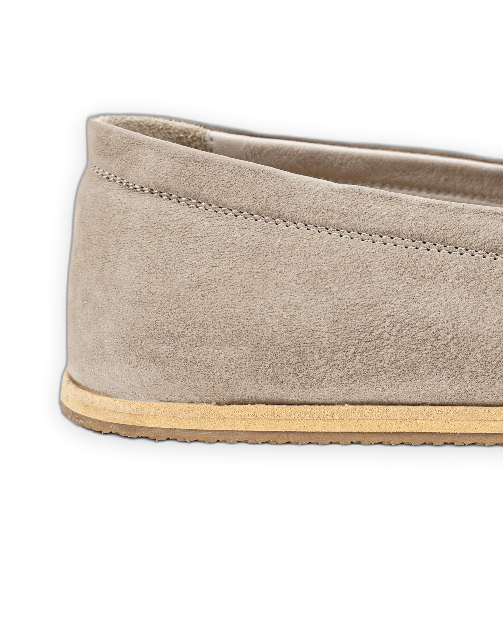 Detail Beige Nubuck Barefoot Shoes - Handcrafted Calf Leather Turkey | Bespoky
