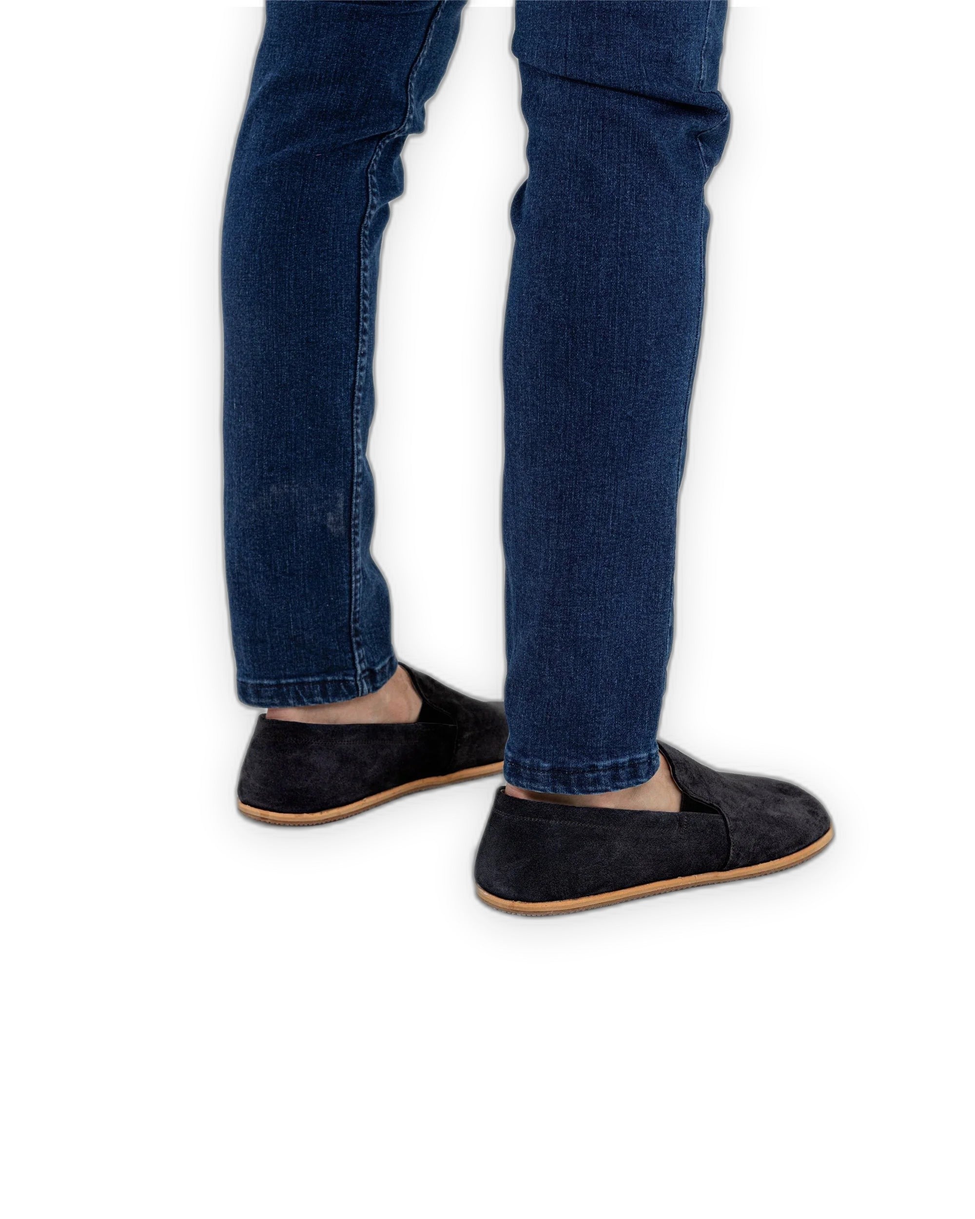 Back view Black Suede Barefoot Shoes - Calf Leather Handcrafted | Bespoky
