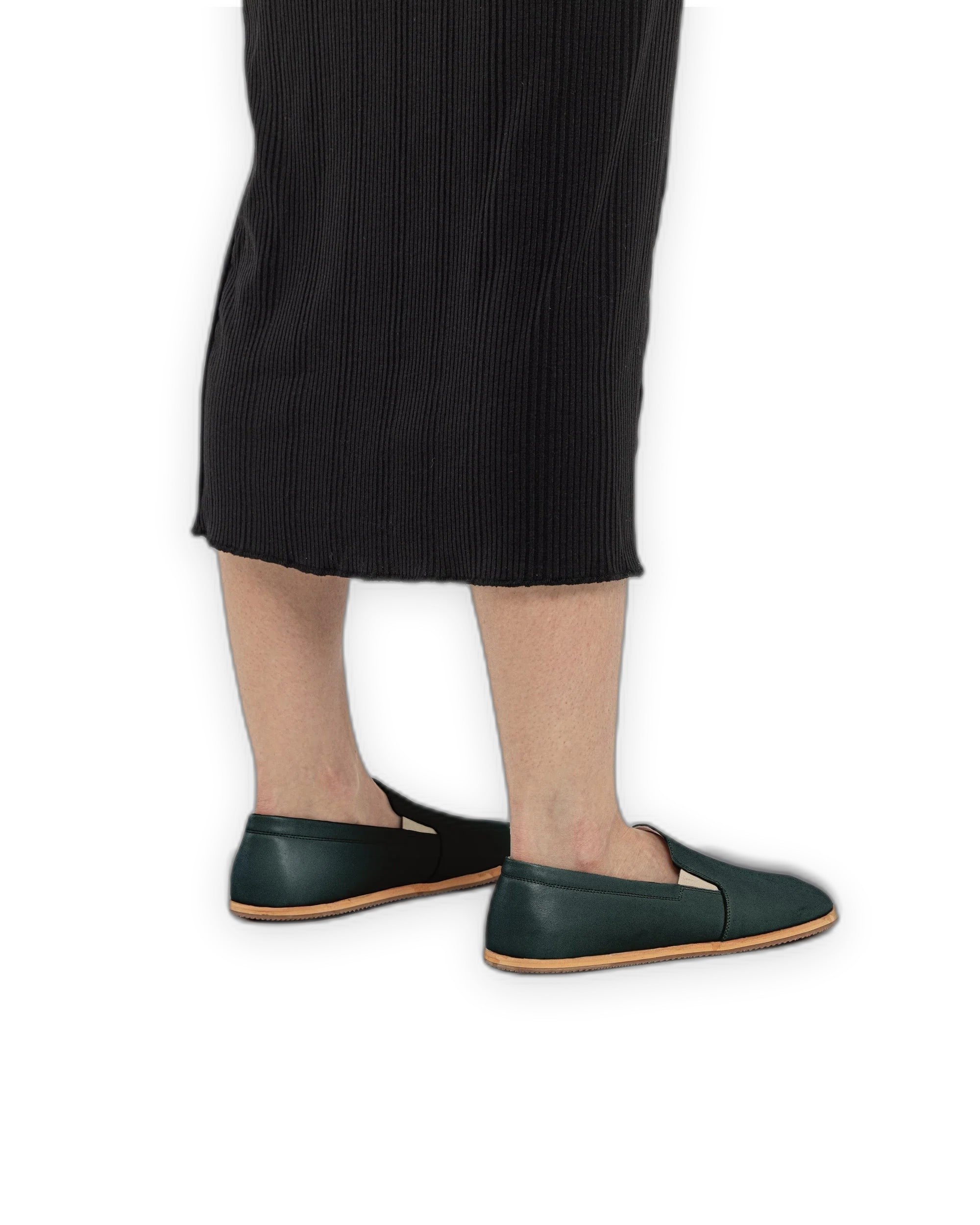 Pair Dark Green Barefoot Shoes - Barefoot Wide Toe Calf Leather | Bespoky