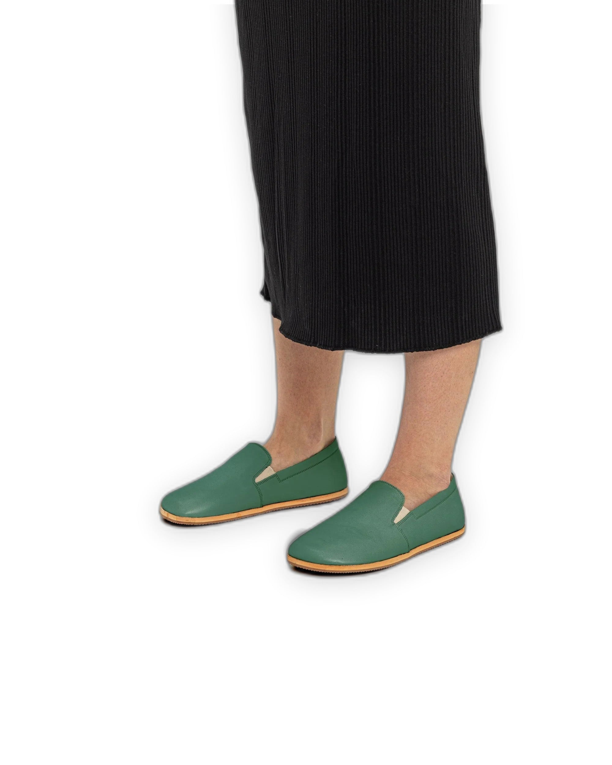 Men's Green Barefoot Shoes - Handcrafted Calf Leather Wide Toe Box | Bespoky