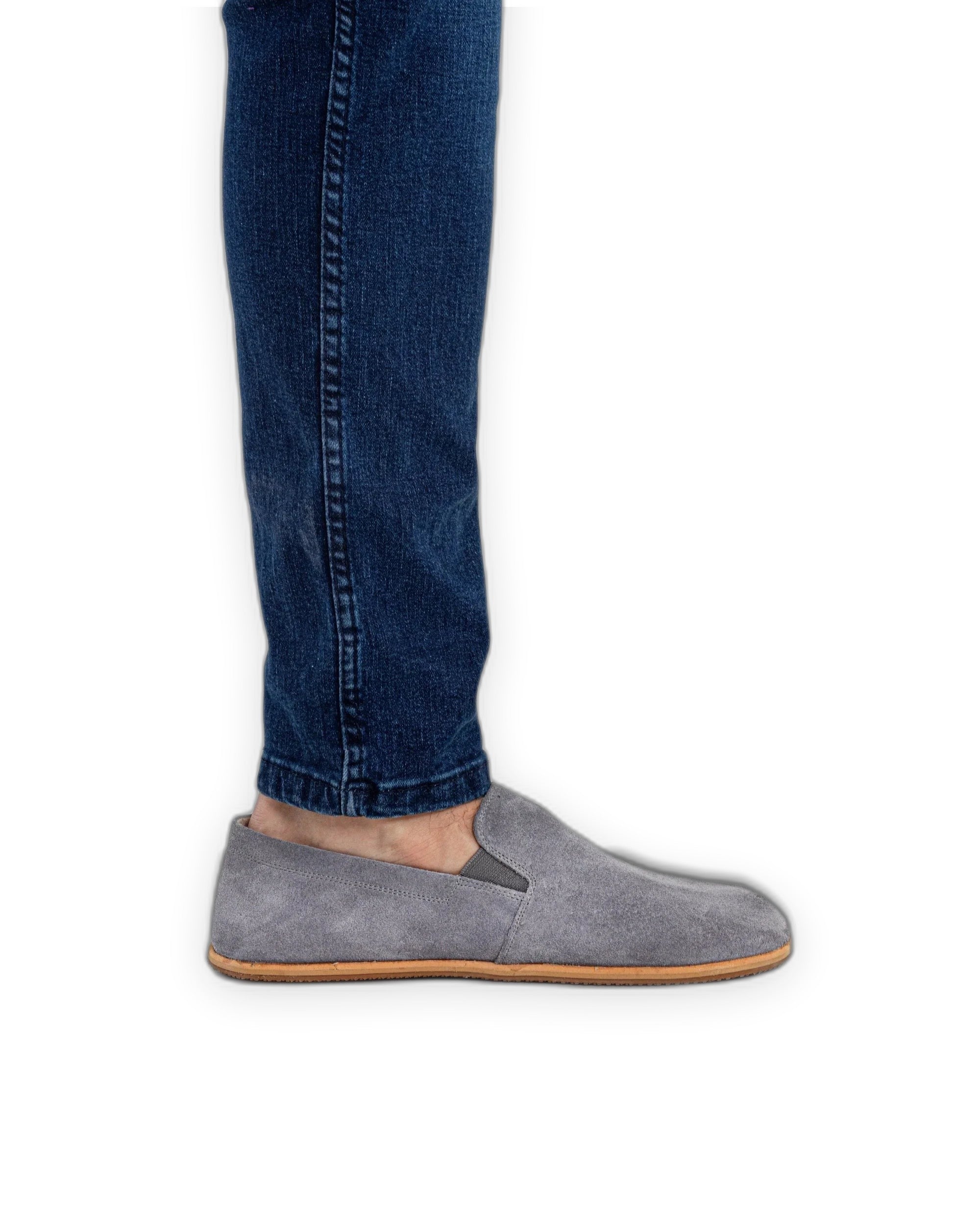 Pair Grey Suede Barefoot Shoes - Barefoot Wide Toe Calf Leather | Bespoky