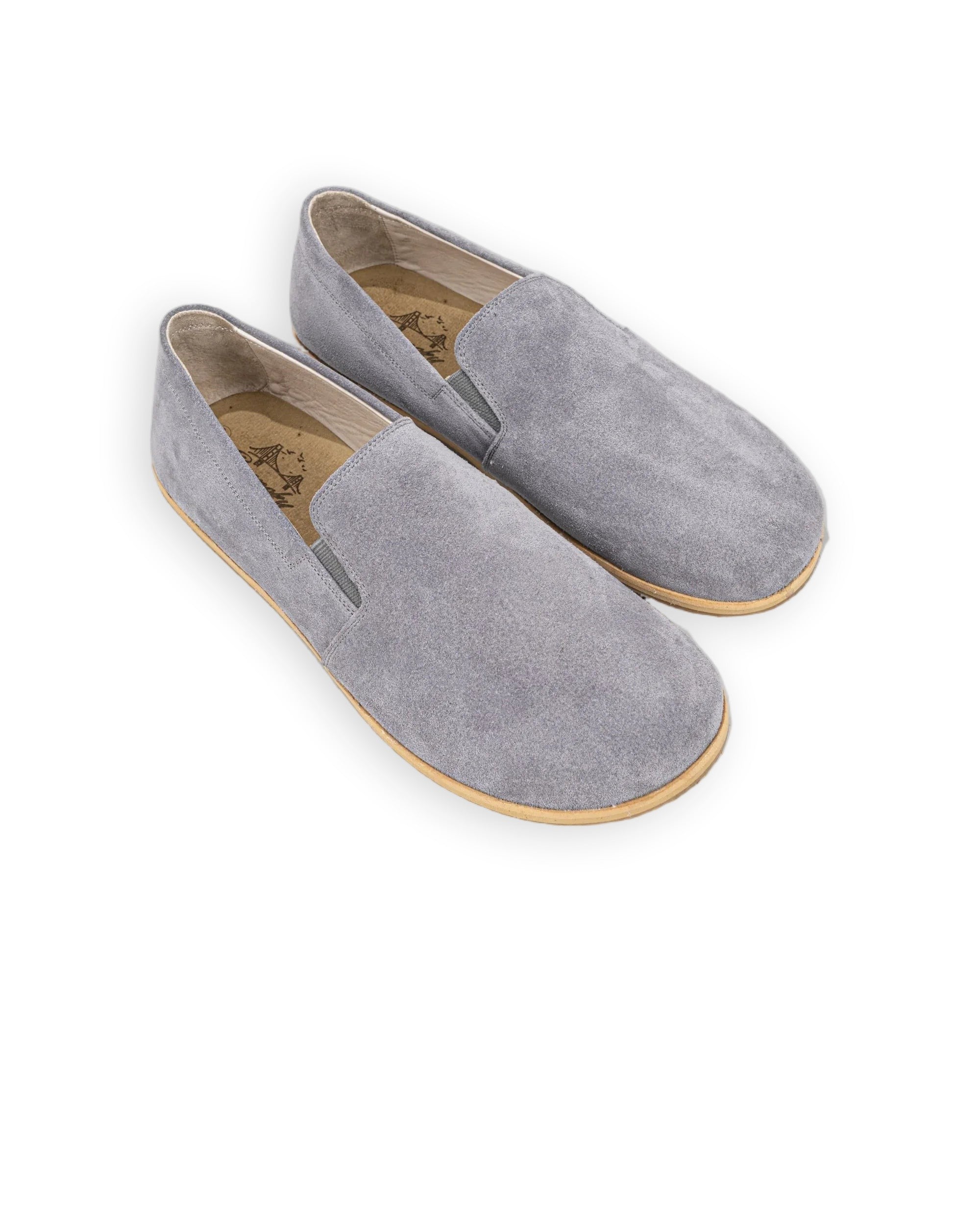 Men's Grey Suede Barefoot Shoes - Handcrafted Calf Leather Wide Toe Box | Bespoky