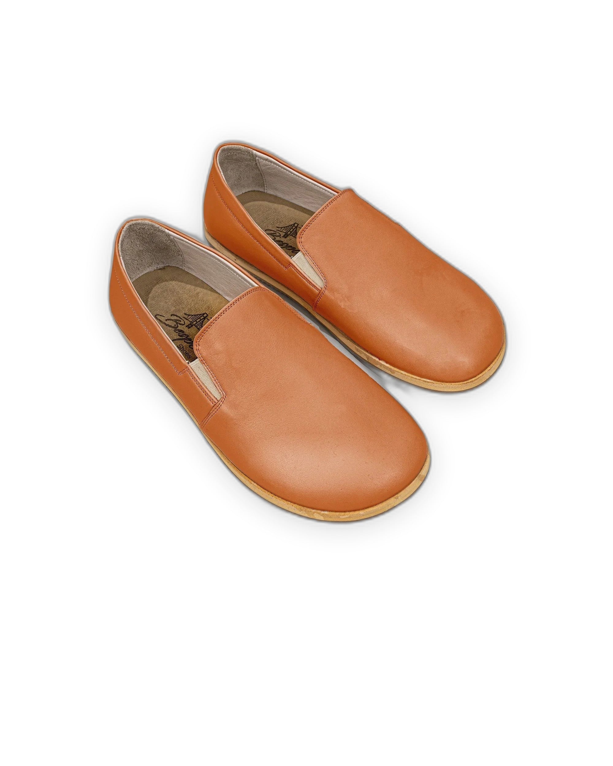 Men's Orange Barefoot Shoes - Handcrafted Calf Leather Wide Toe Box | Bespoky