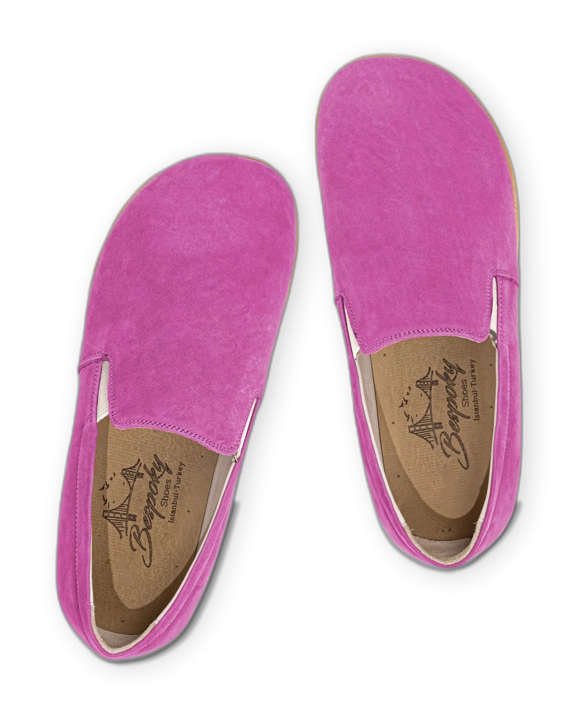 Side view Pink Nubuck Barefoot Shoes - Calf Leather Zero Drop | Bespoky