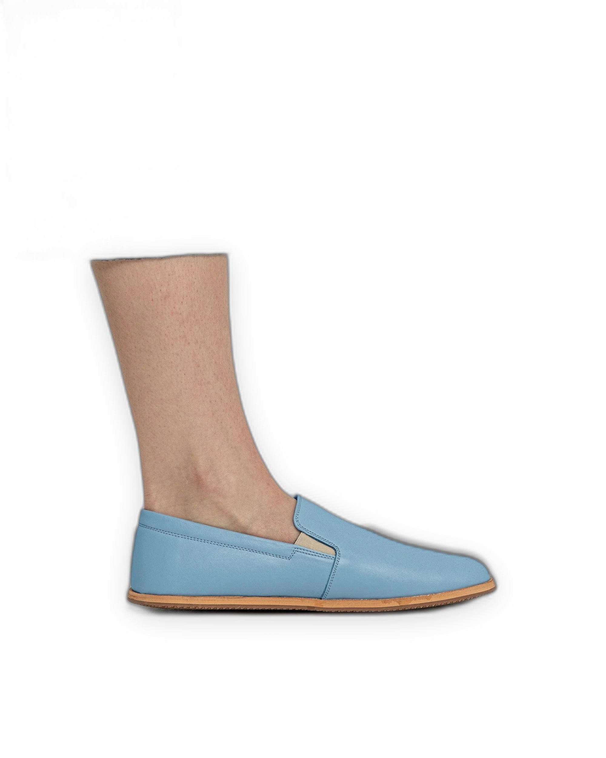 Close-up calf leather - Baby Blue Barefoot Shoes Detail | Bespoky