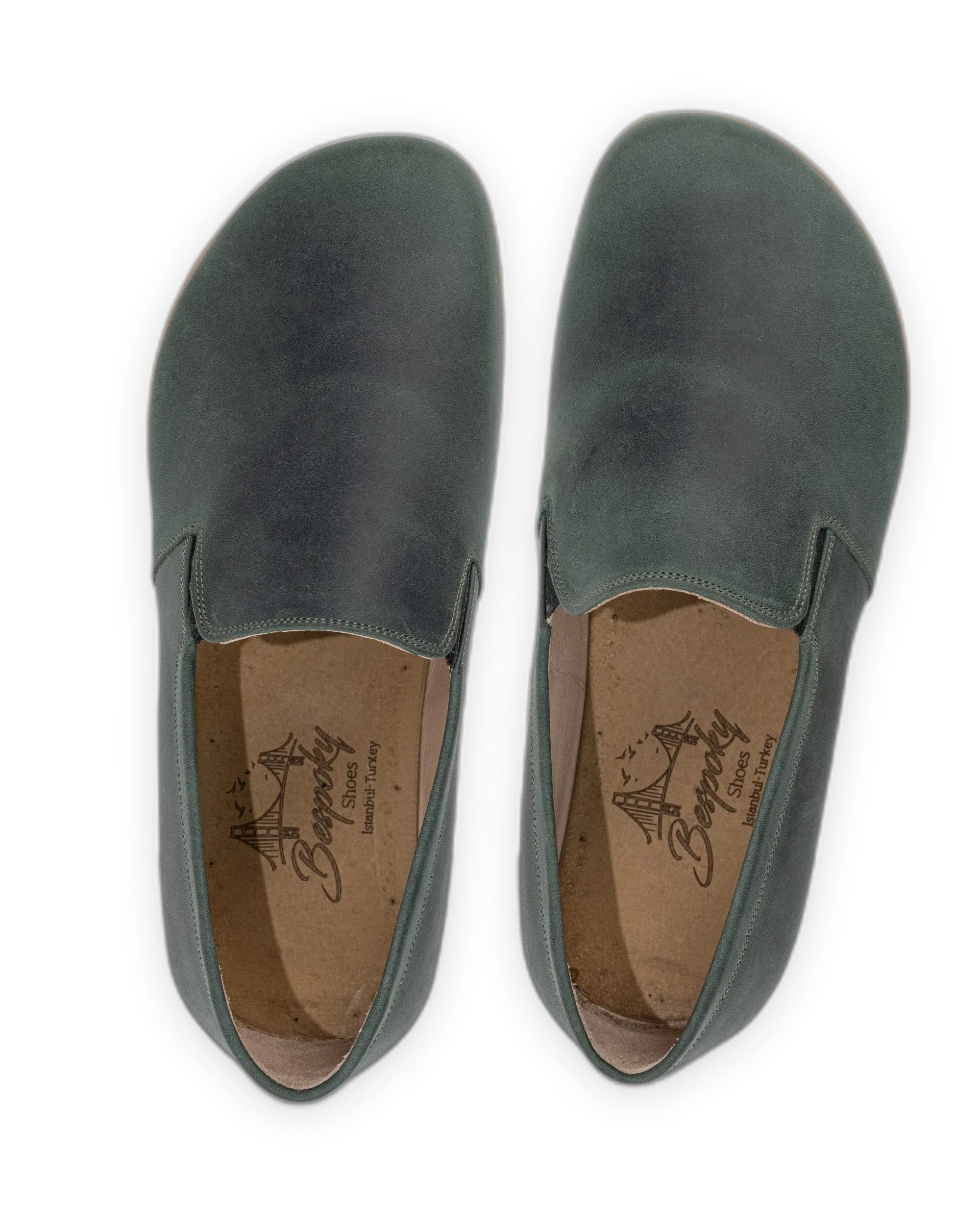 Side view Green Barefoot Shoes - Calf Leather Zero Drop | Bespoky