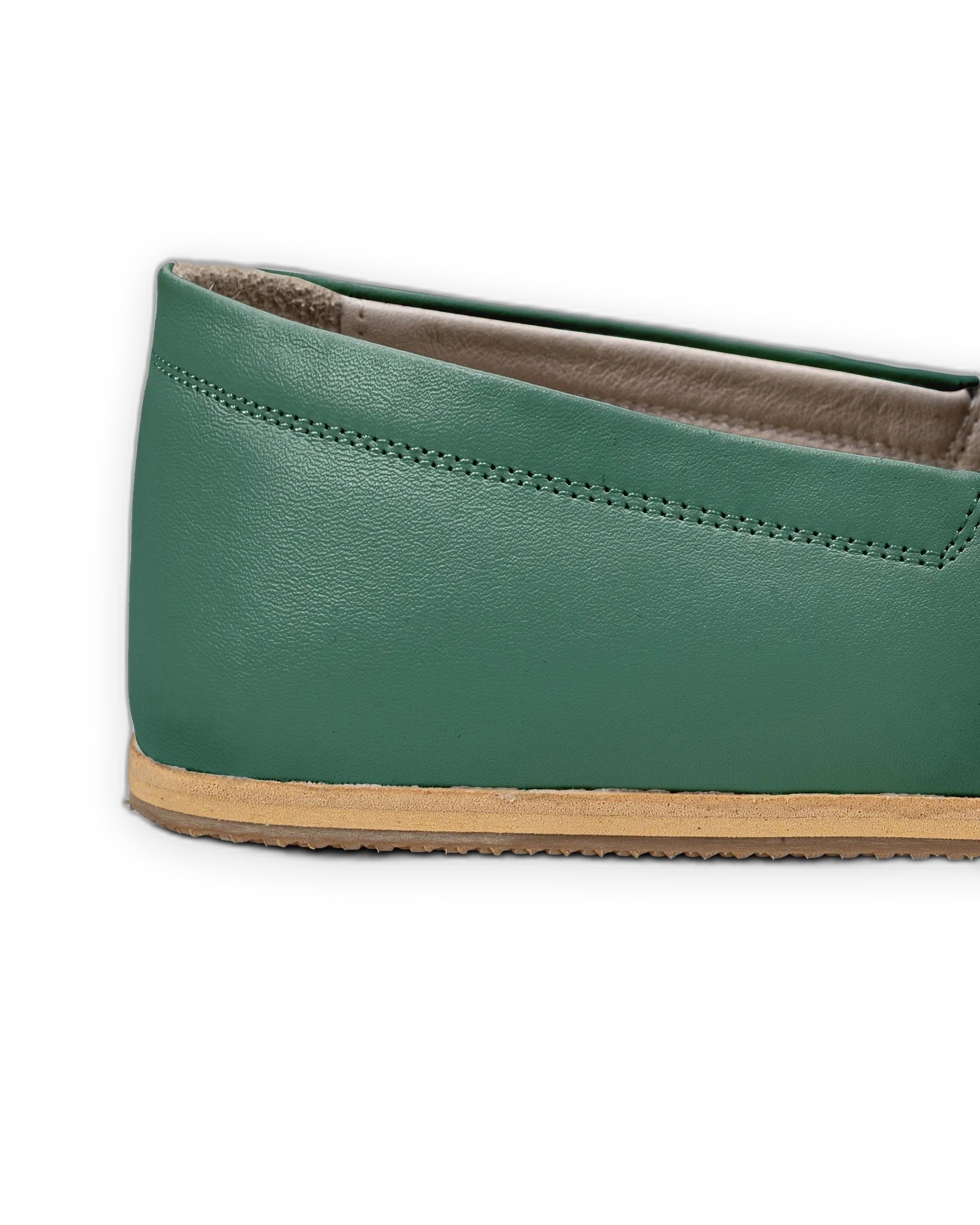 Detail Green Barefoot Shoes - Handcrafted Calf Leather Turkey | Bespoky