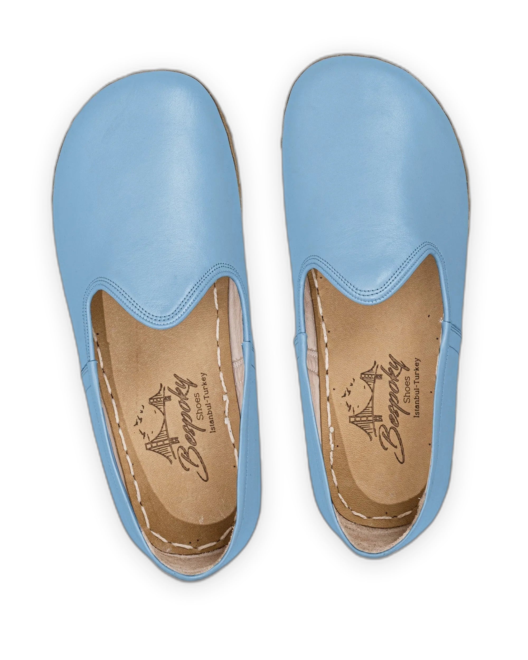 Side view Baby Blue Barefoot Yemeni - Calf Leather Zero Drop | Bespoky