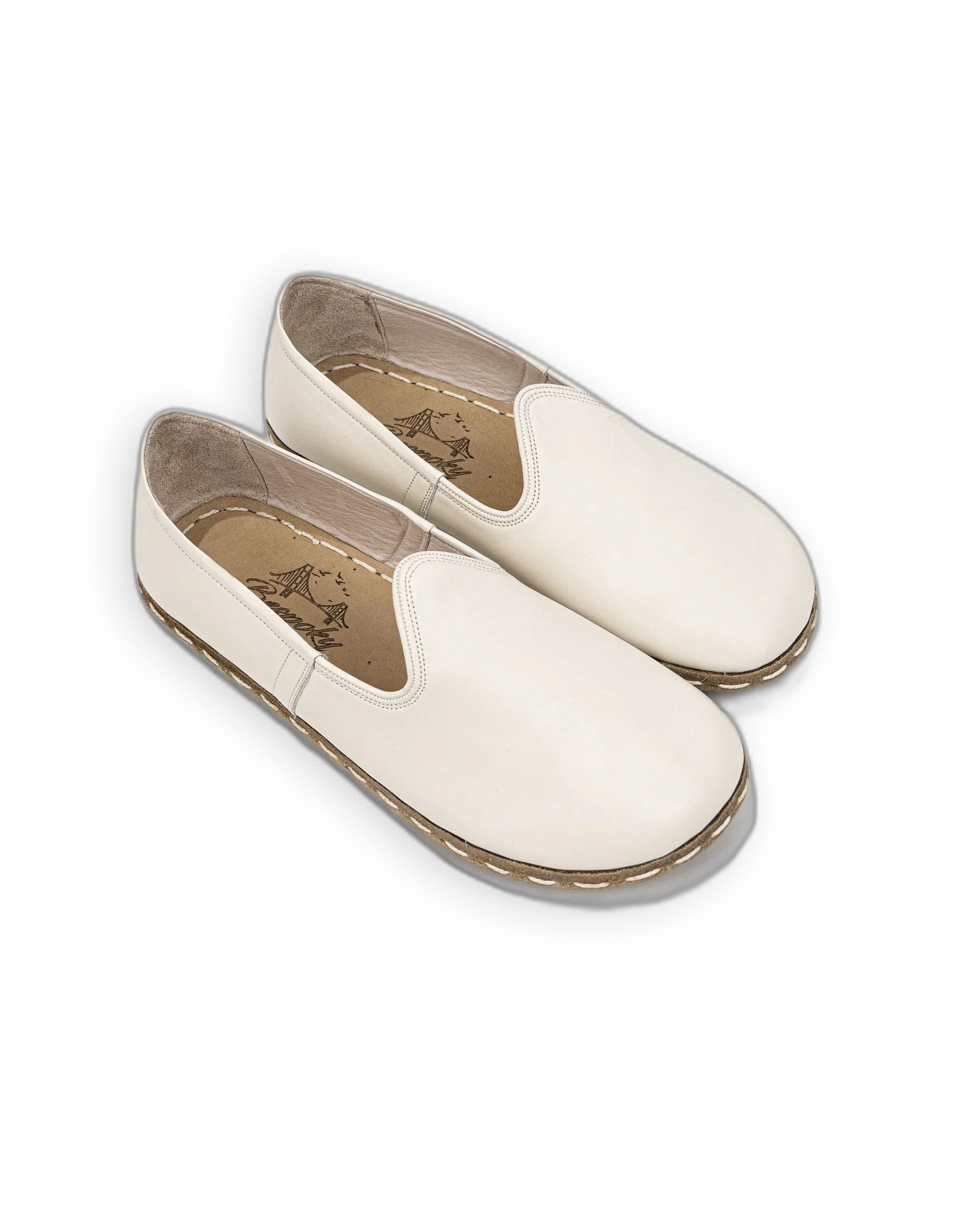 Women's Cream Barefoot Yemeni - Handcrafted Calf Leather Wide Toe Box | Bespoky
