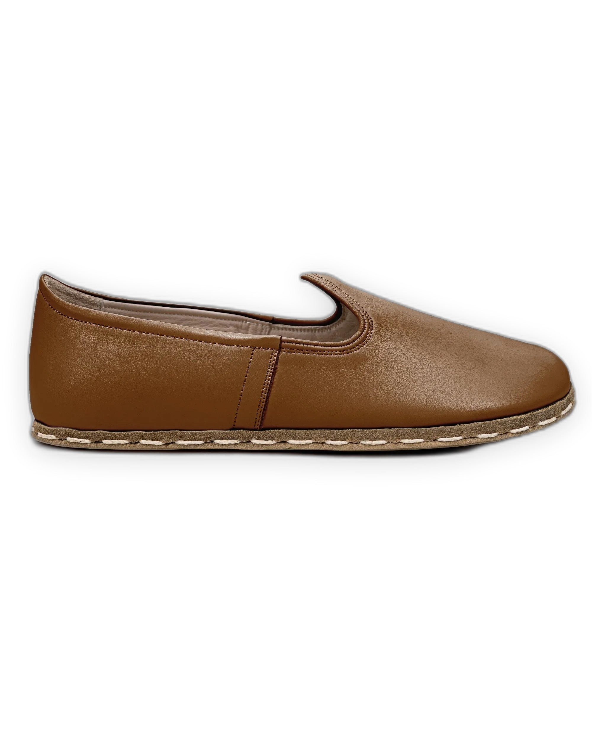 Pair Dark Tan Barefoot Yemeni - Barefoot Wide Toe Calf Leather | Bespoky