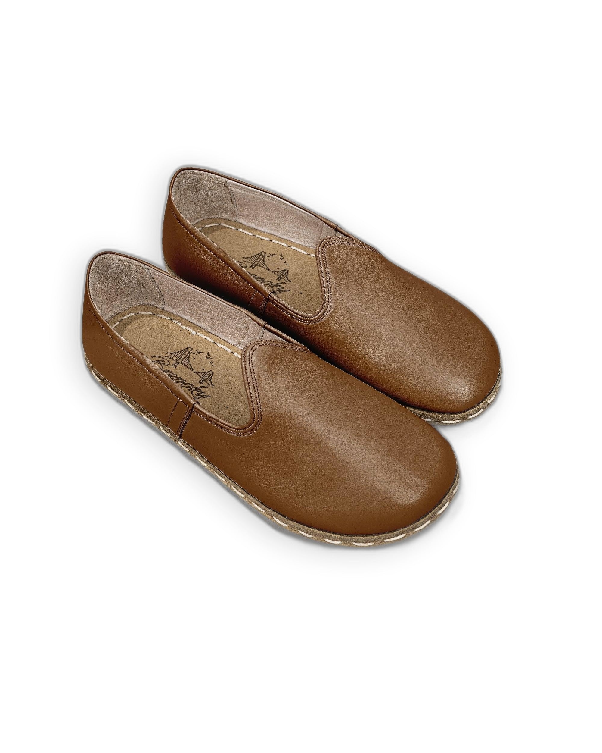 Women's Dark Tan Barefoot Yemeni - Handcrafted Calf Leather Wide Toe Box | Bespoky