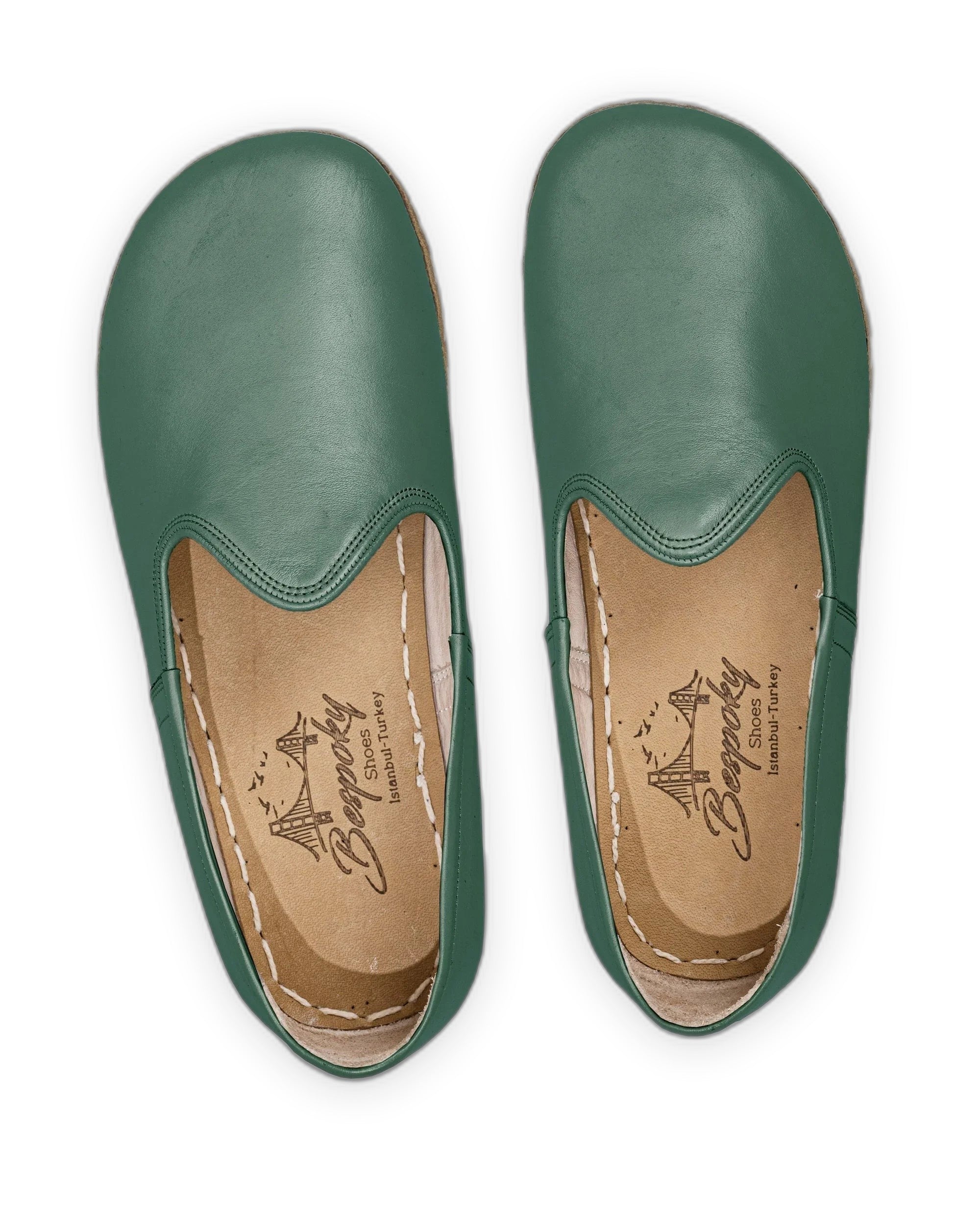 Side view Green Barefoot Yemeni - Calf Leather Zero Drop | Bespoky