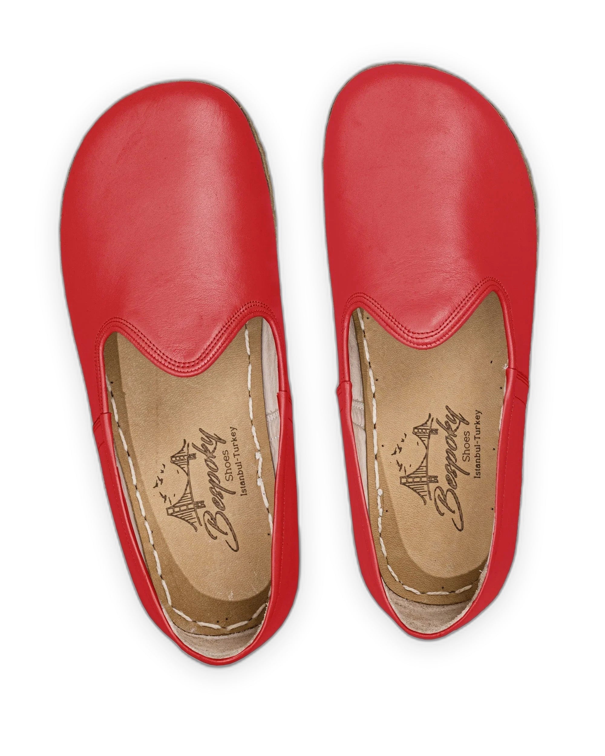 Side view Red Barefoot Yemeni - Calf Leather Zero Drop | Bespoky