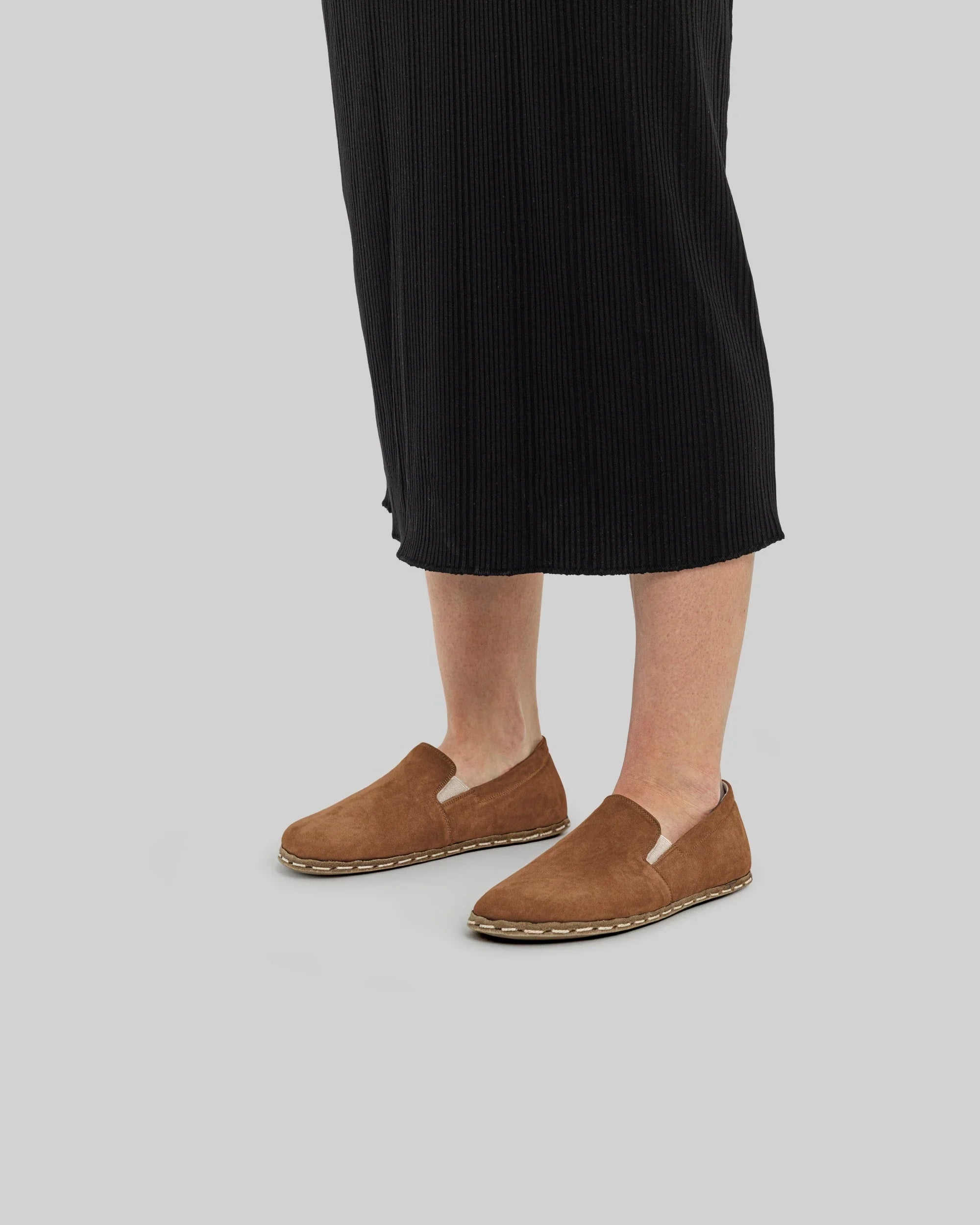 Top view Tan Nubuck Barefoot Shoes - Handcrafted Calf Leather | Bespoky