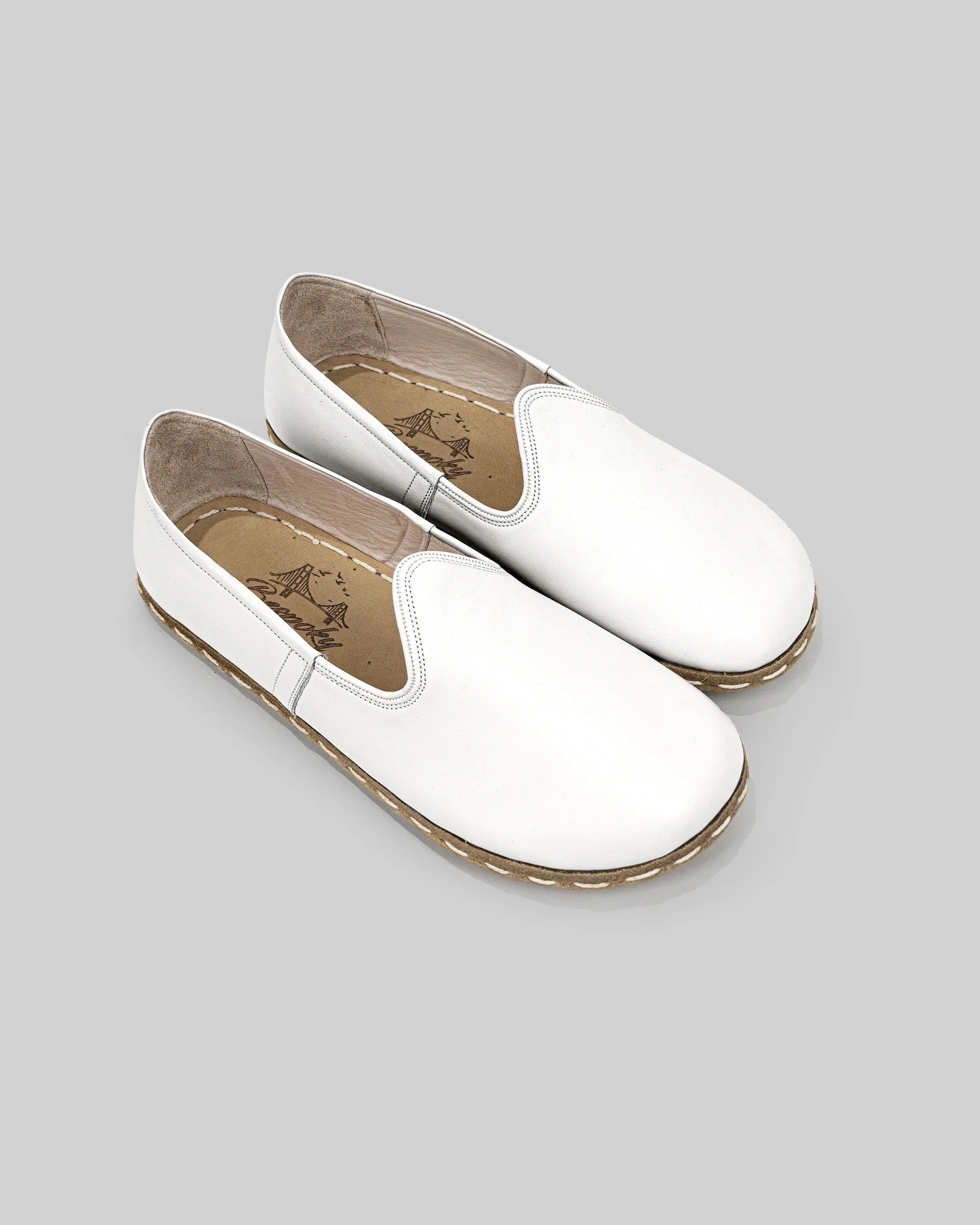 Men's White Barefoot Yemeni - Handcrafted Calf Leather Wide Toe Box | Bespoky