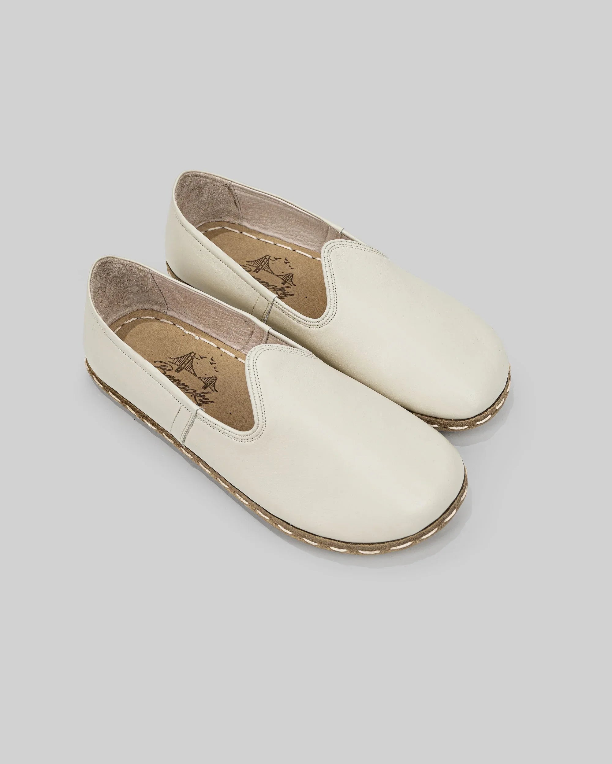 Women's Lucas Beige Barefoot Yemeni - Handcrafted Calf Leather Wide Toe Box | Bespoky