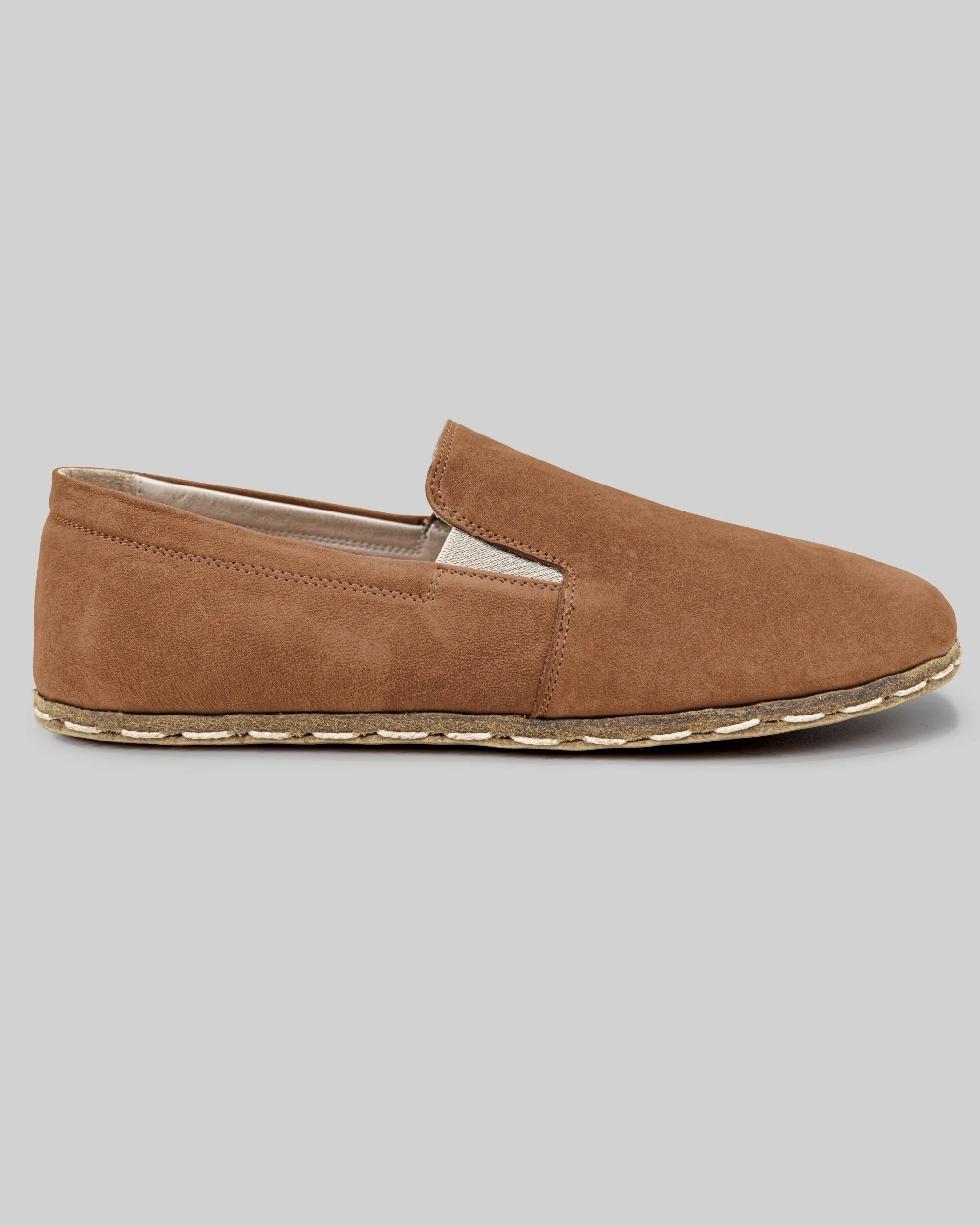 Side view Tan Nubuck Barefoot Shoes - Calf Leather Zero Drop | Bespoky