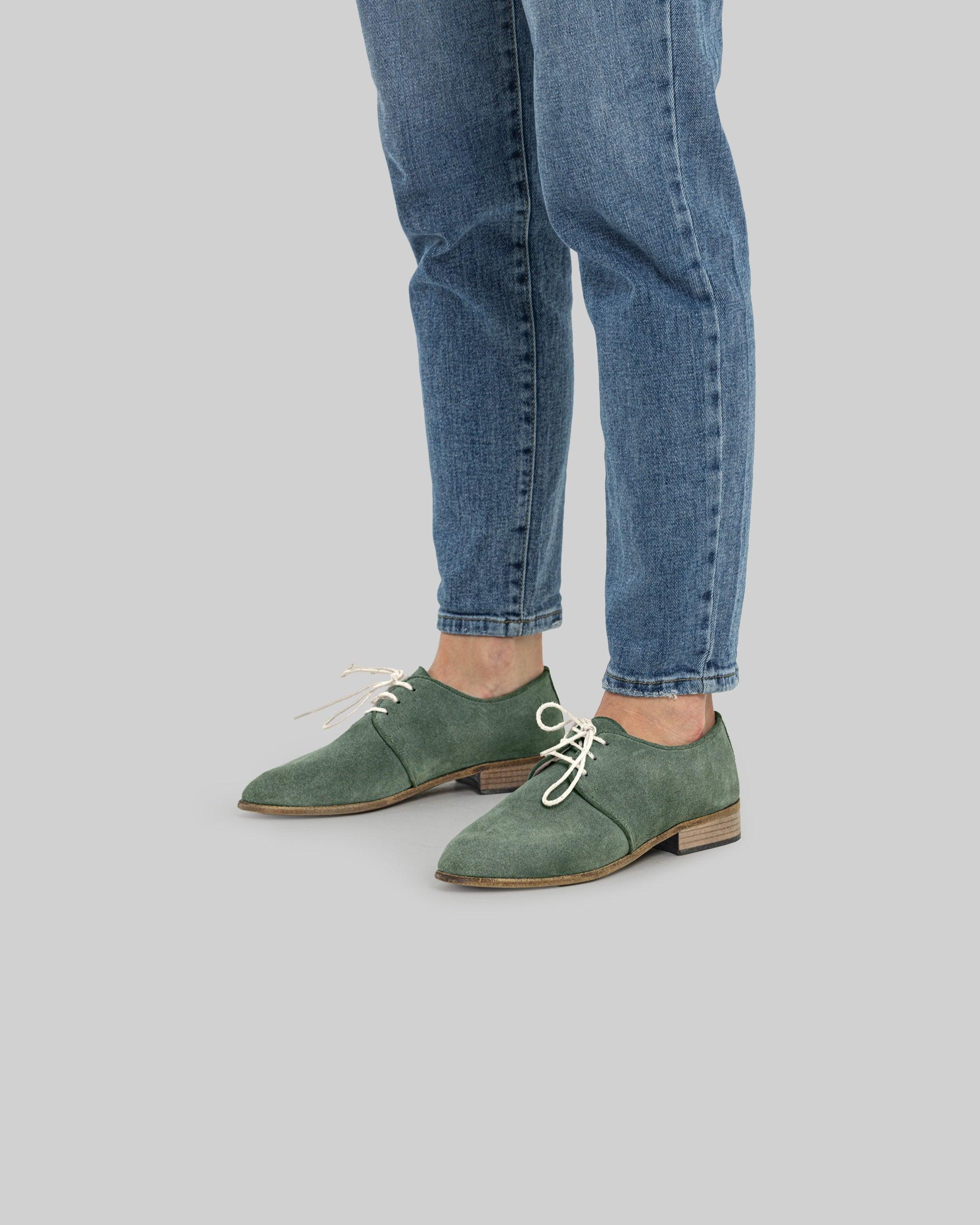 Top view Green Pointed Toe Oxford - Handcrafted Calf Leather | Bespoky