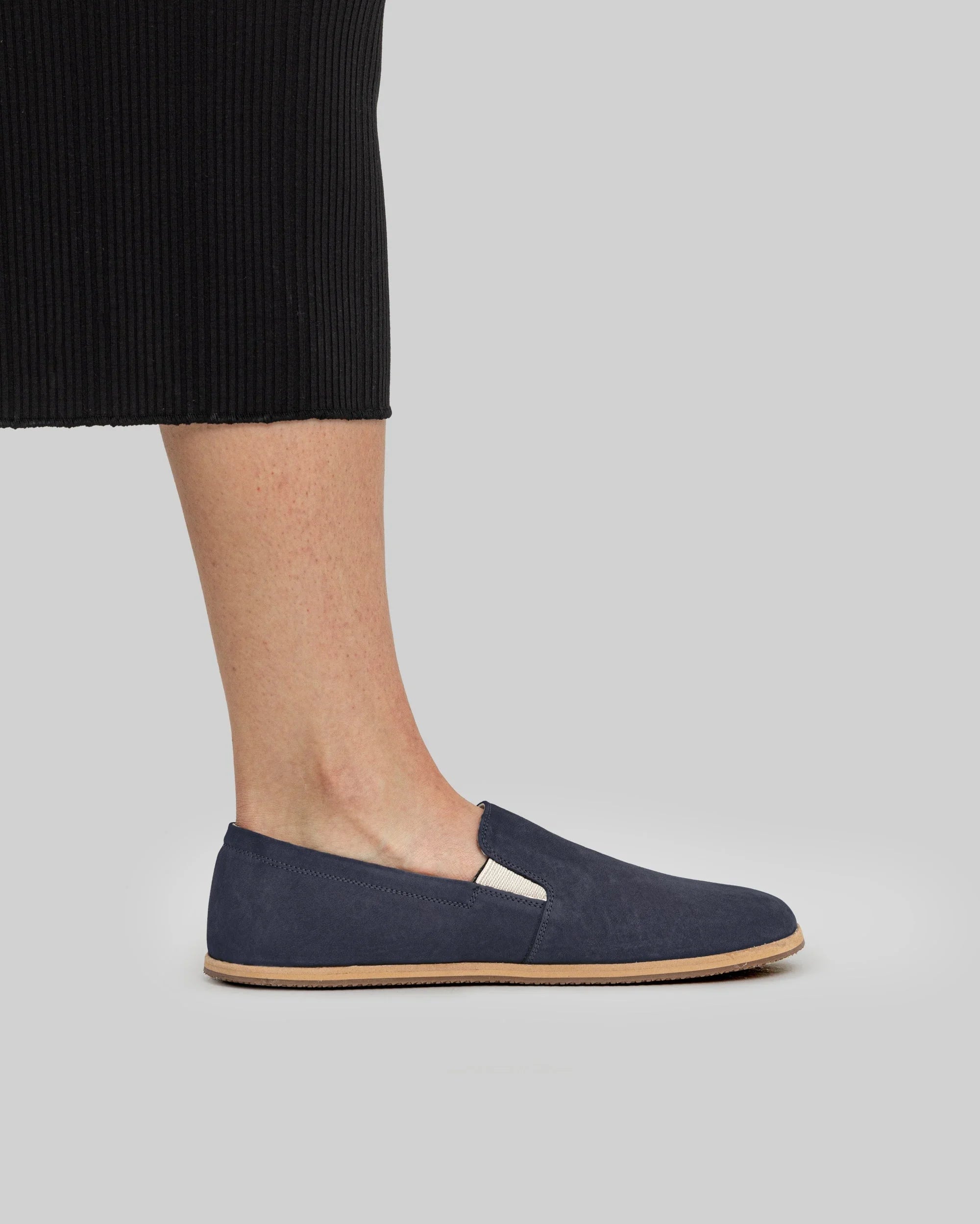 Back view Navy Barefoot Shoes - Calf Leather Handcrafted | Bespoky