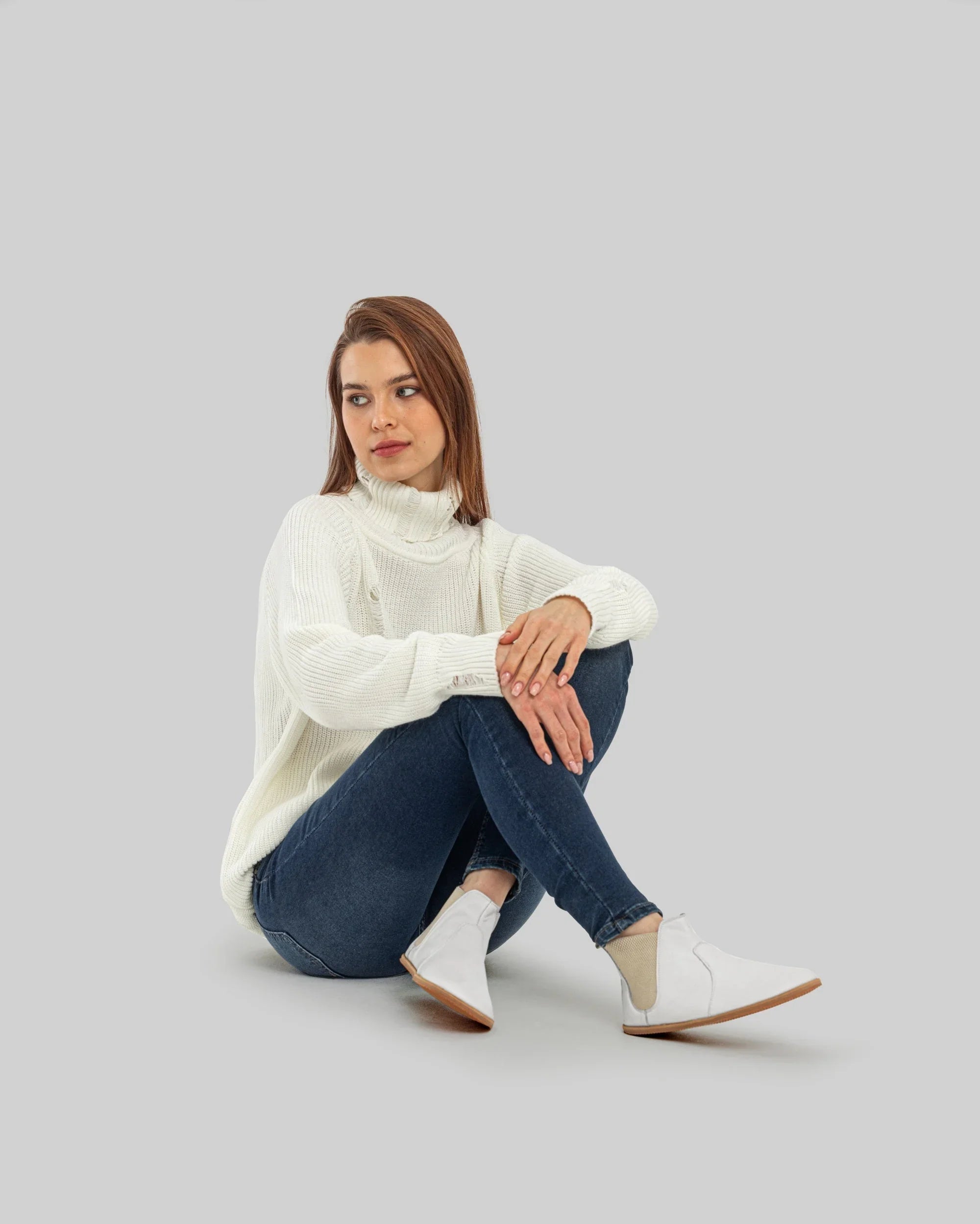 Back view White Chelsea Boots - Calf Leather Handcrafted | Bespoky