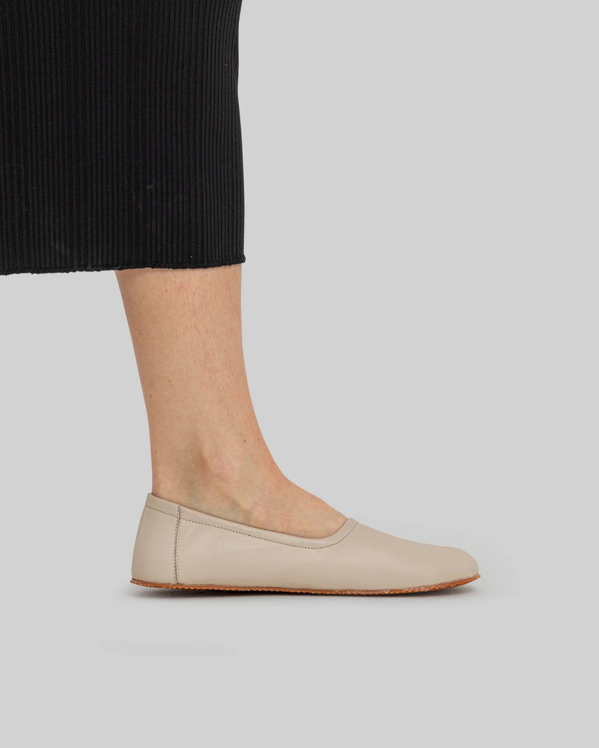 Back view Beige Ballet Flats - Calf Leather Handcrafted | Bespoky
