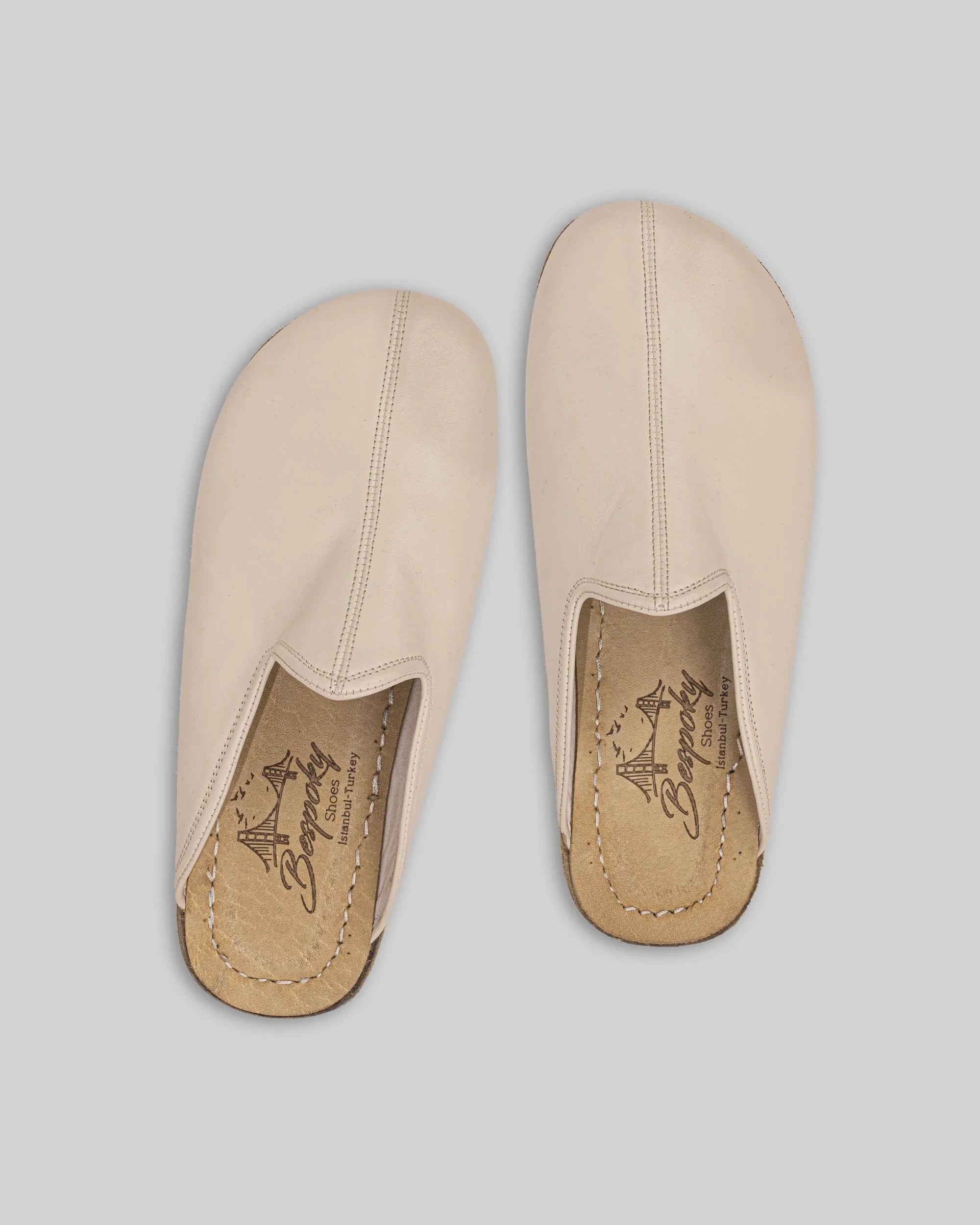 Back view Beige Slippers - Calf Leather Handcrafted | Bespoky