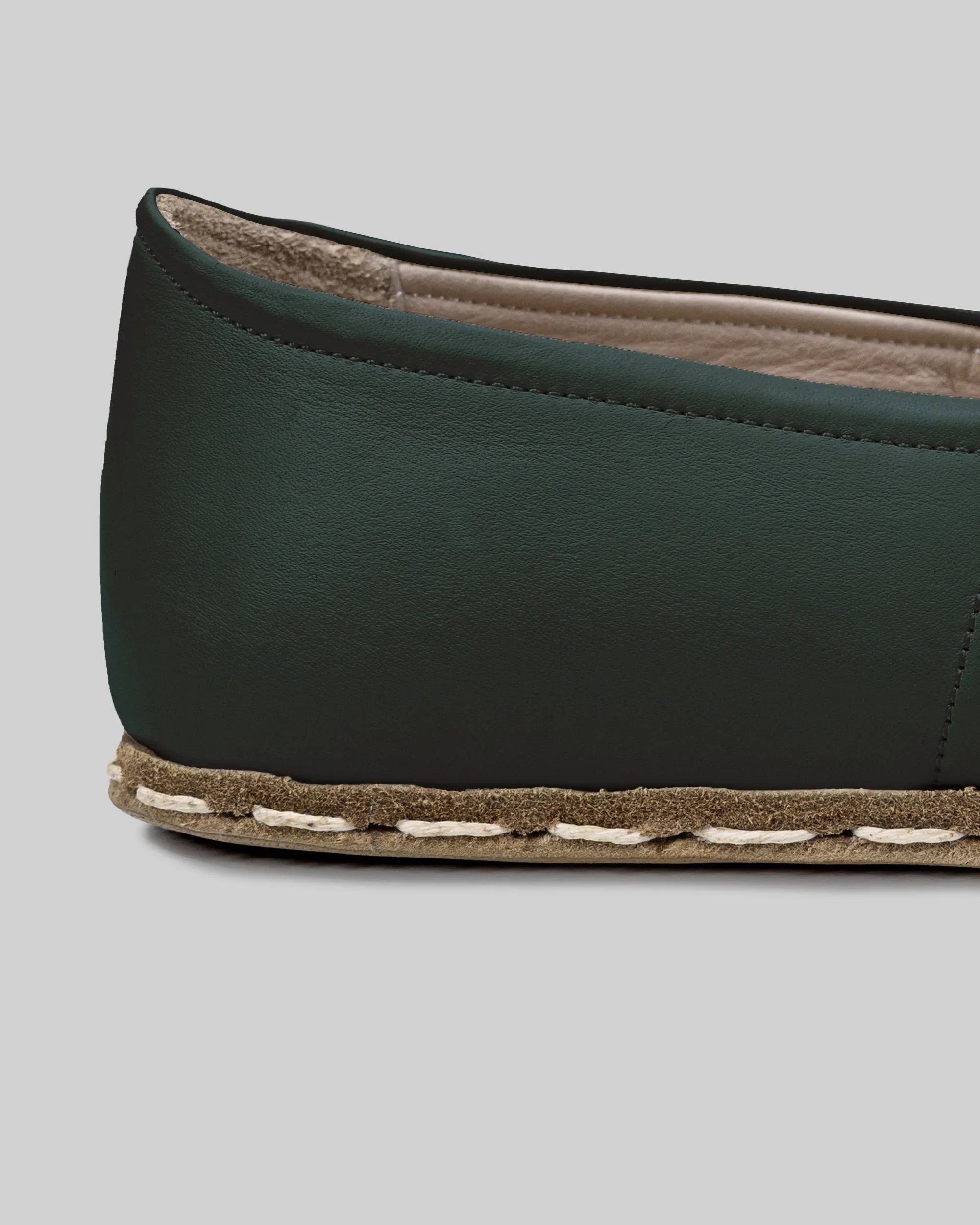 Top view Dark Green Barefoot Yemeni - Handcrafted Calf Leather | Bespoky