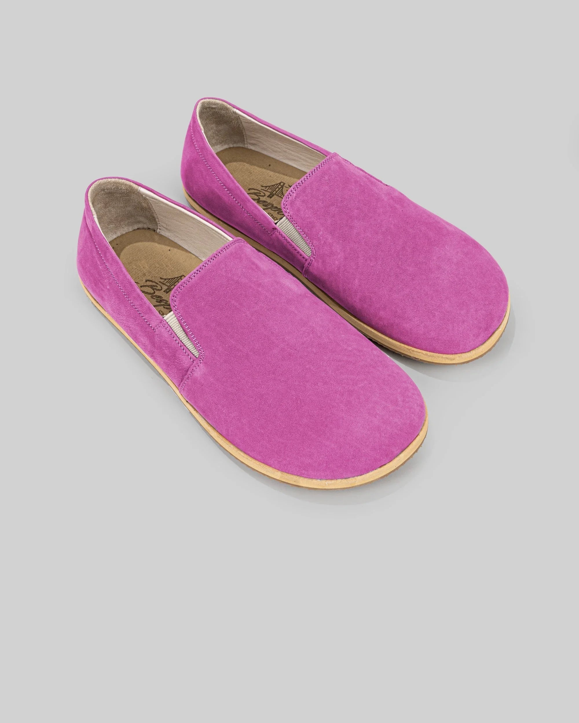 Men's Pink Nubuck Barefoot Shoes - Handcrafted Calf Leather Wide Toe Box | Bespoky